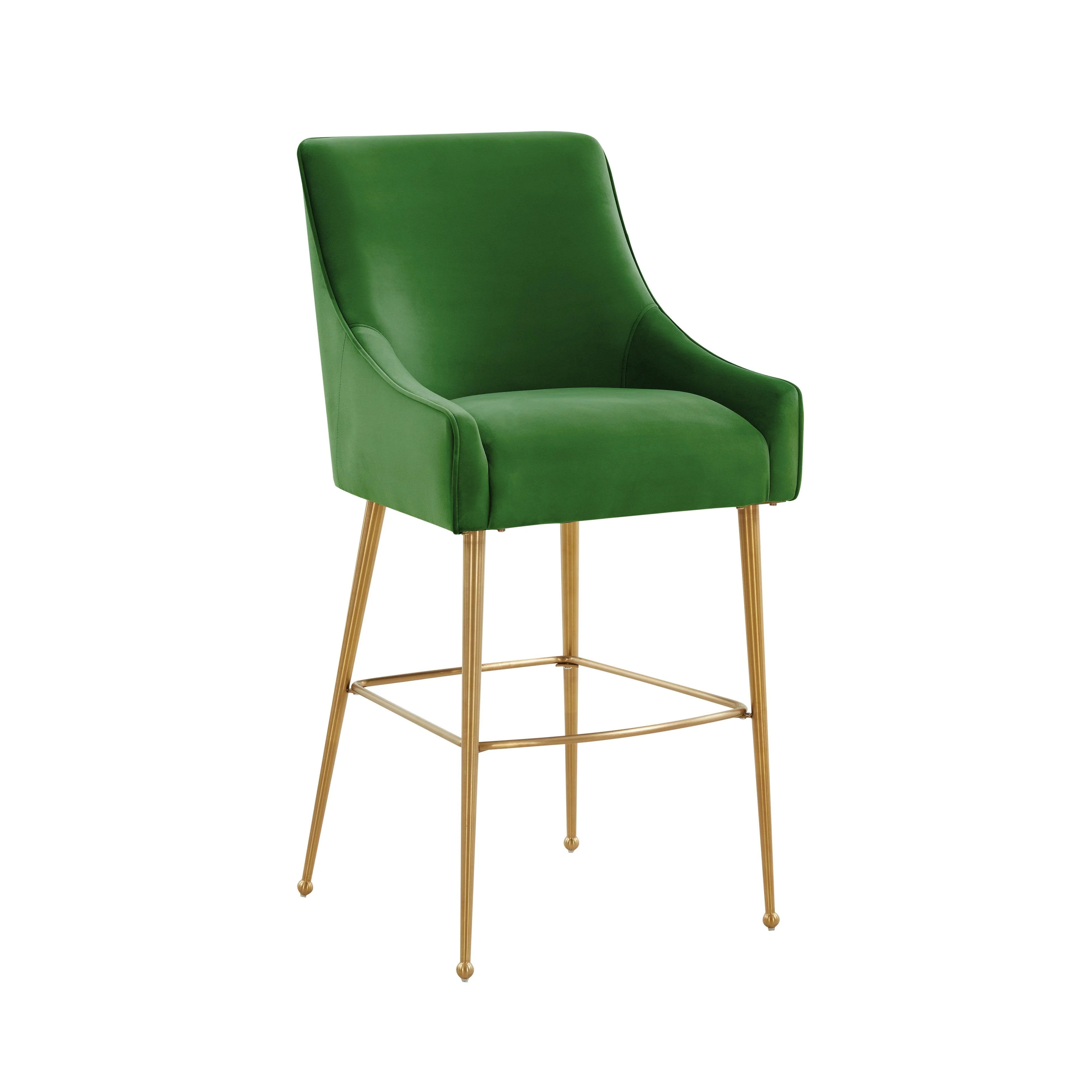 Beatrix Green Velvet Bar Stool - Gold Legs - Remutear
