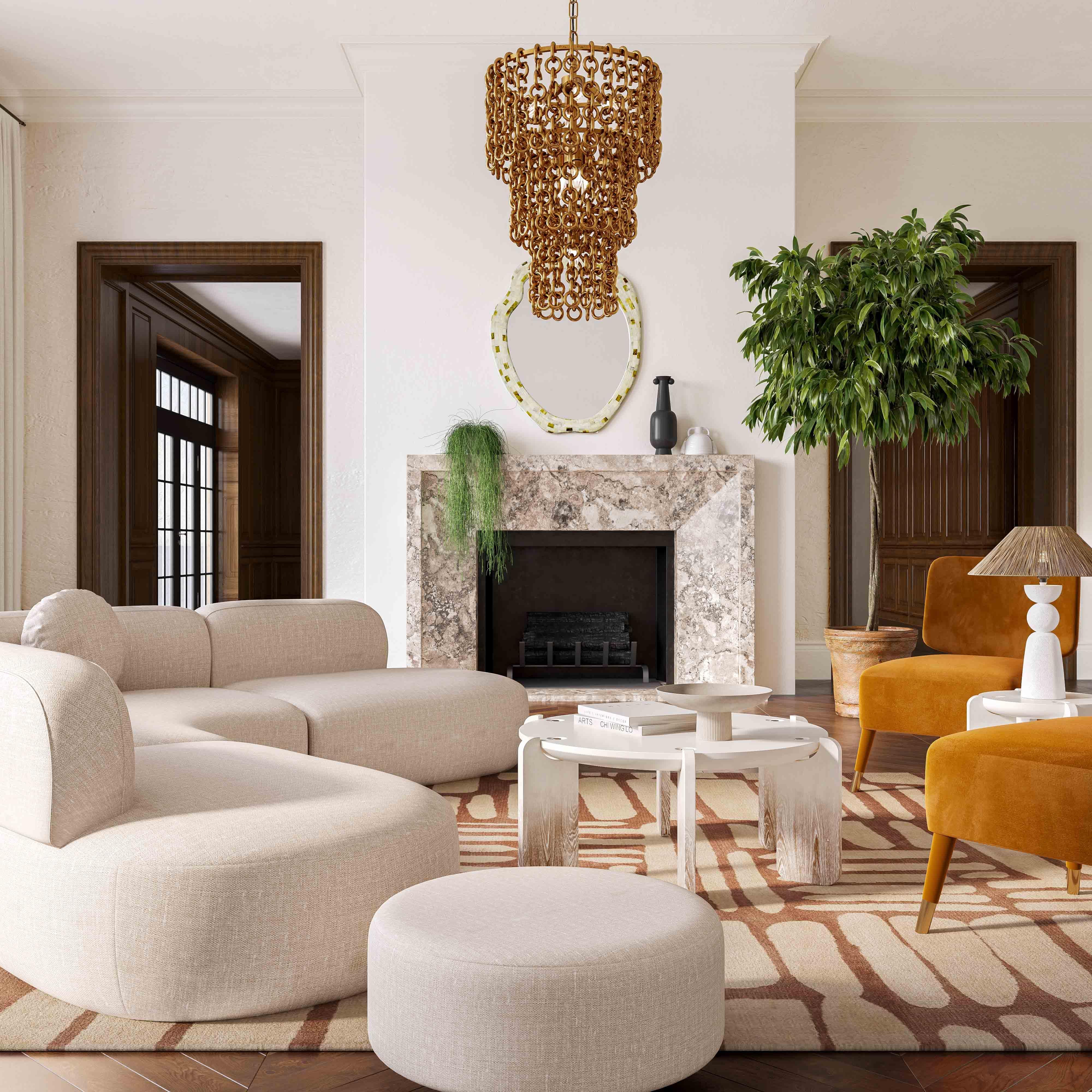 Broohah Beige Linen Ottoman - Remutear