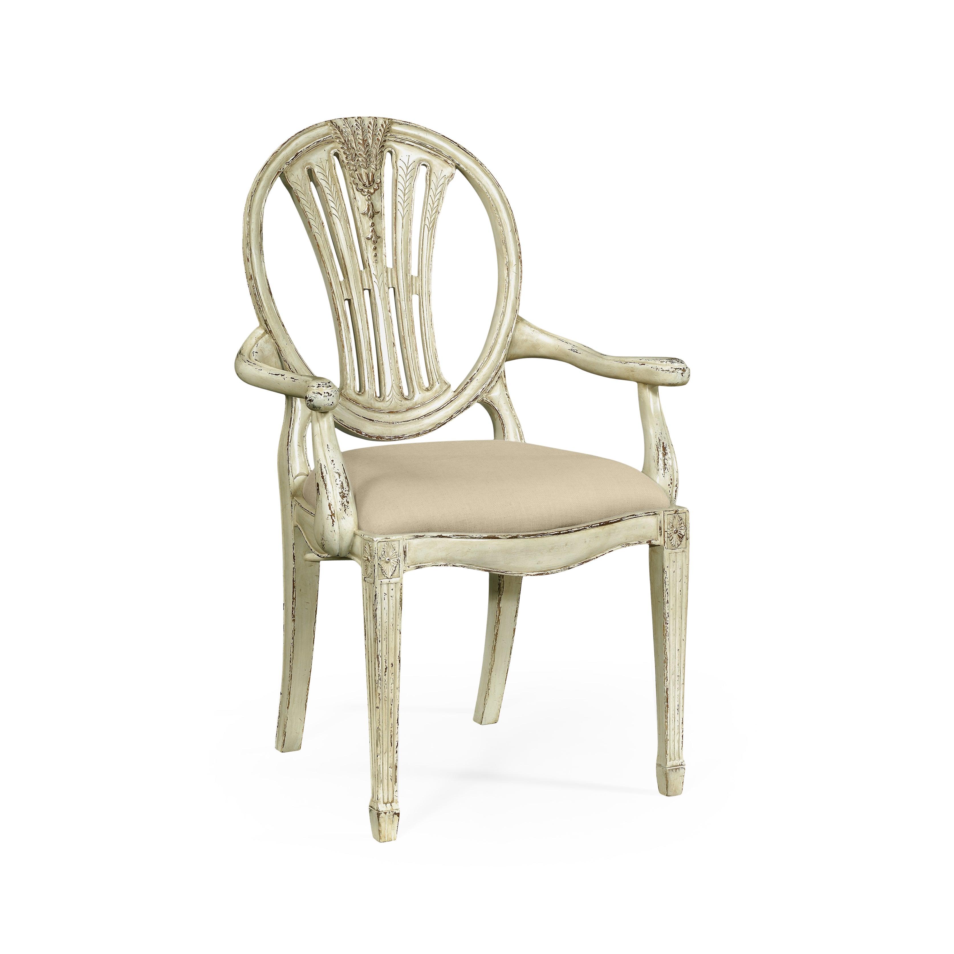 Sherwood Oak Hepplewhite Wheatsheaf Arm Chair - Set of 2 - Remutear