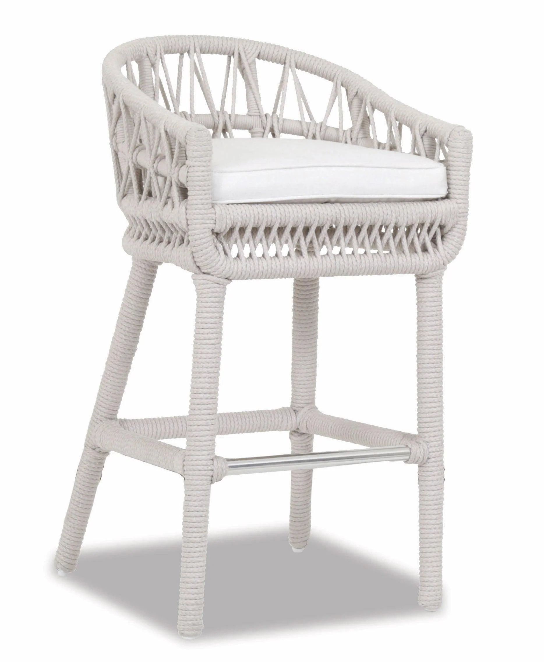 Dana Rope Bar Stool in Linen Canvas w/ Self Welt - Remutear