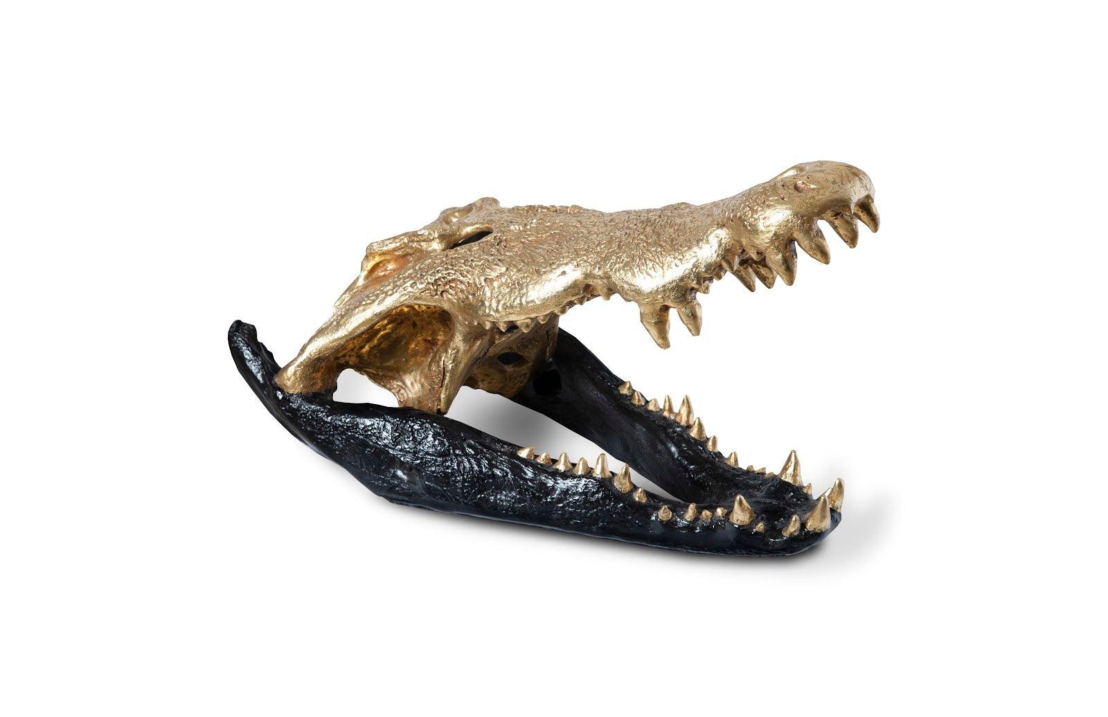 Crocodile Skull, Black/Gold Leaf - Remutear