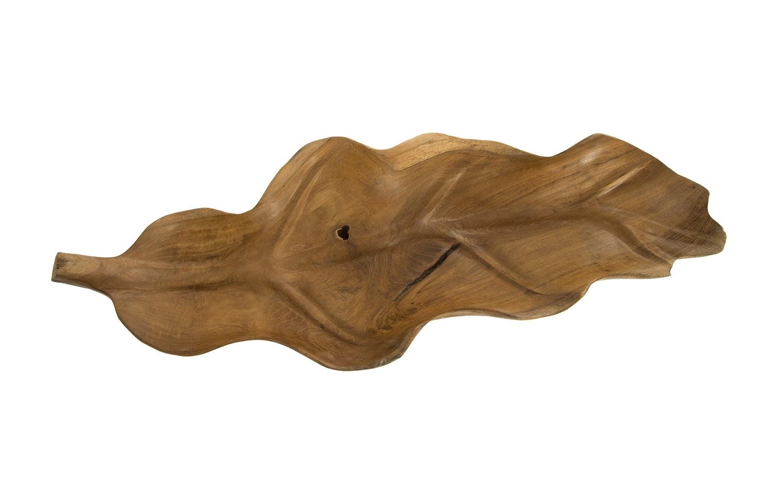 Carved Leaf Sculpture on Stand, Mahogany - Remutear