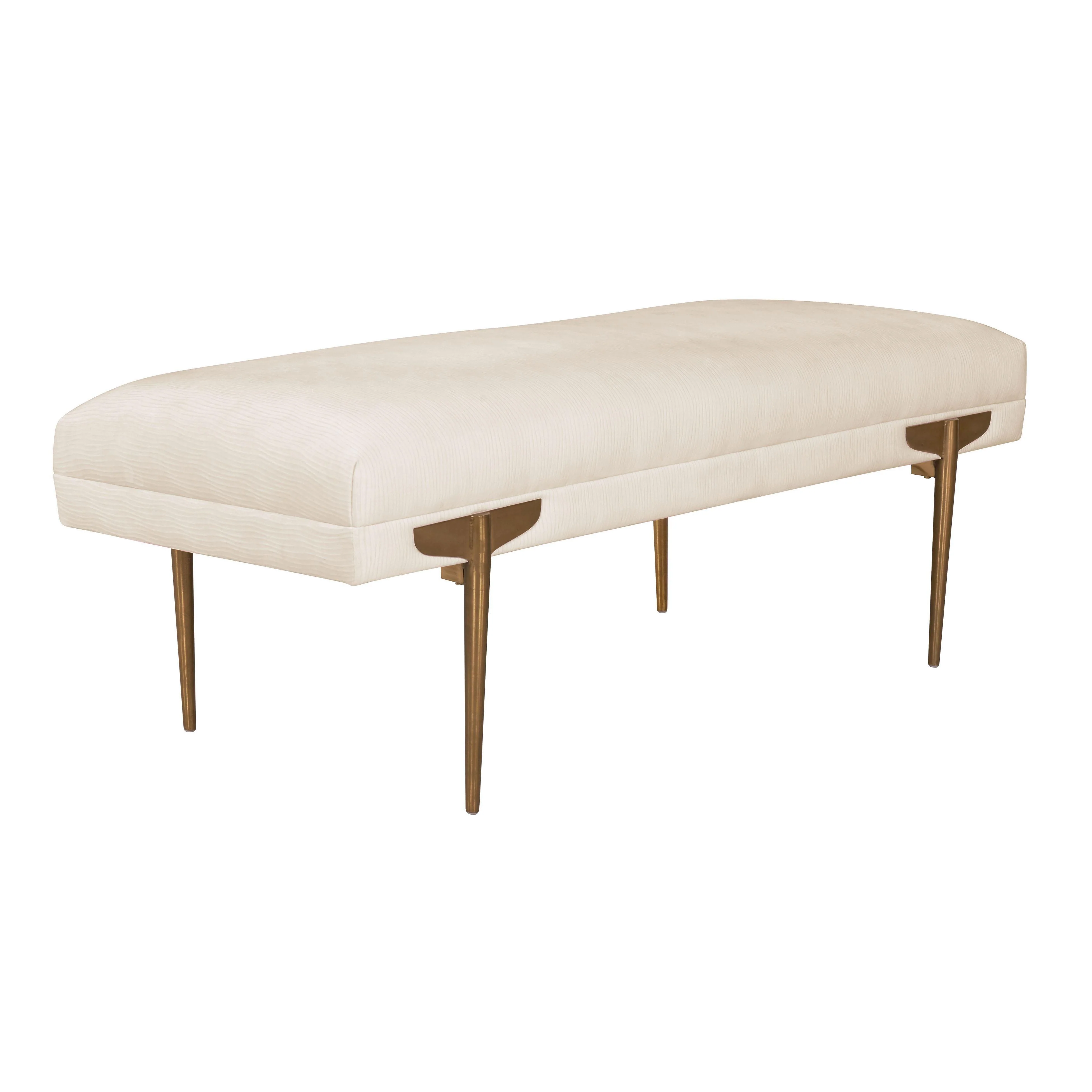 Brno White Waived Velvet Bench - Remutear