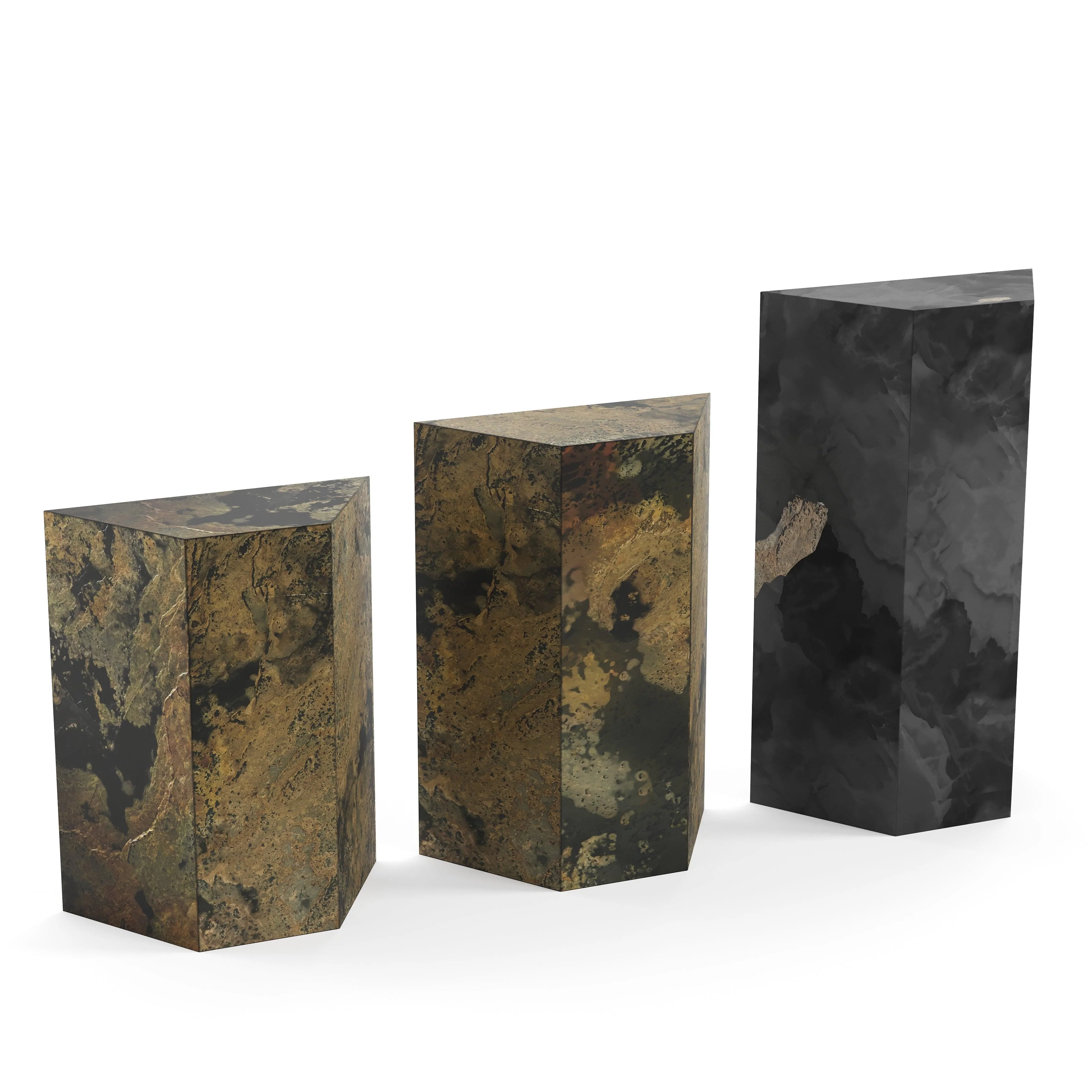 Compostela and San Juan Slate Pedestal - Set of 3 - Remutear