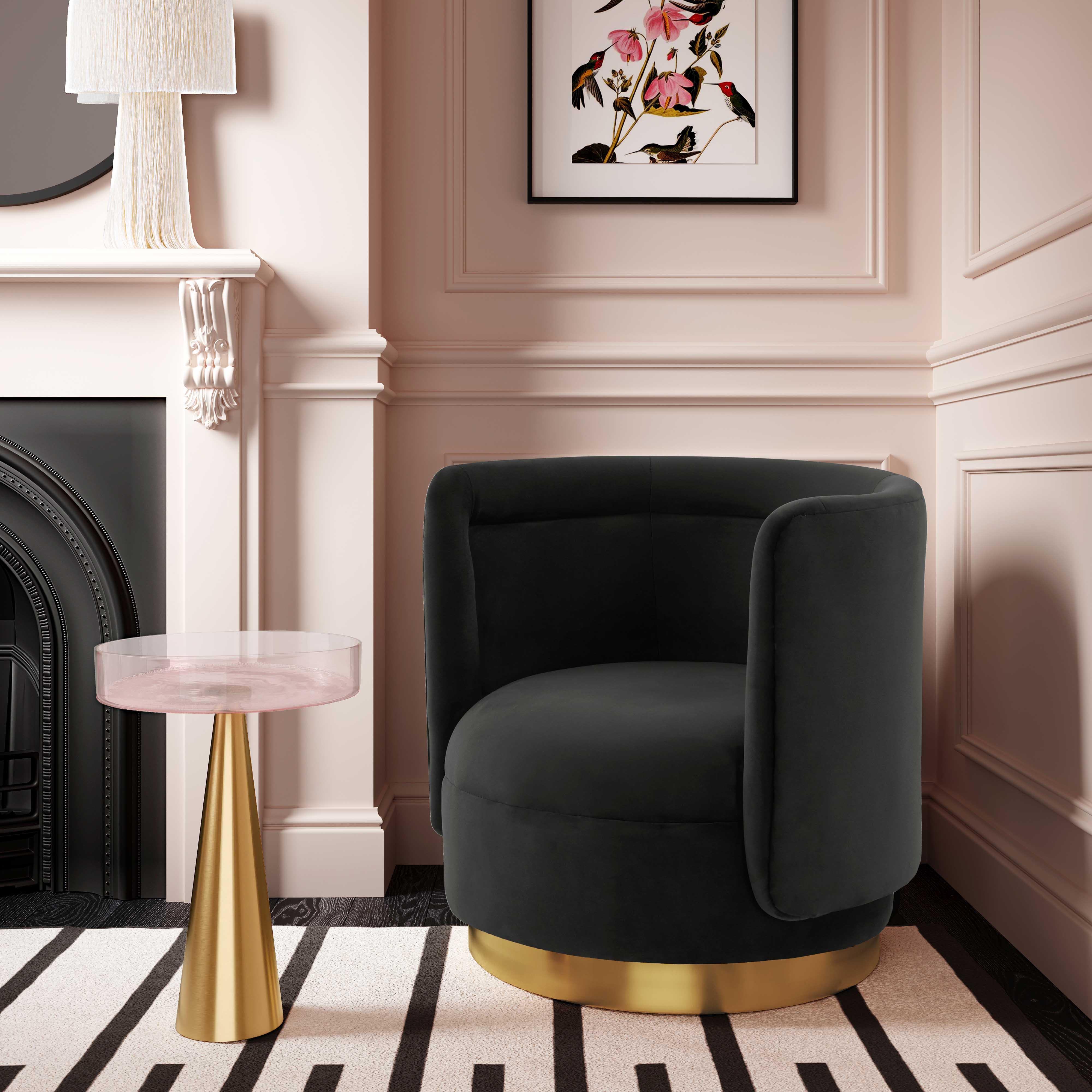 Remy Black Velvet Swivel Chair - Remutear