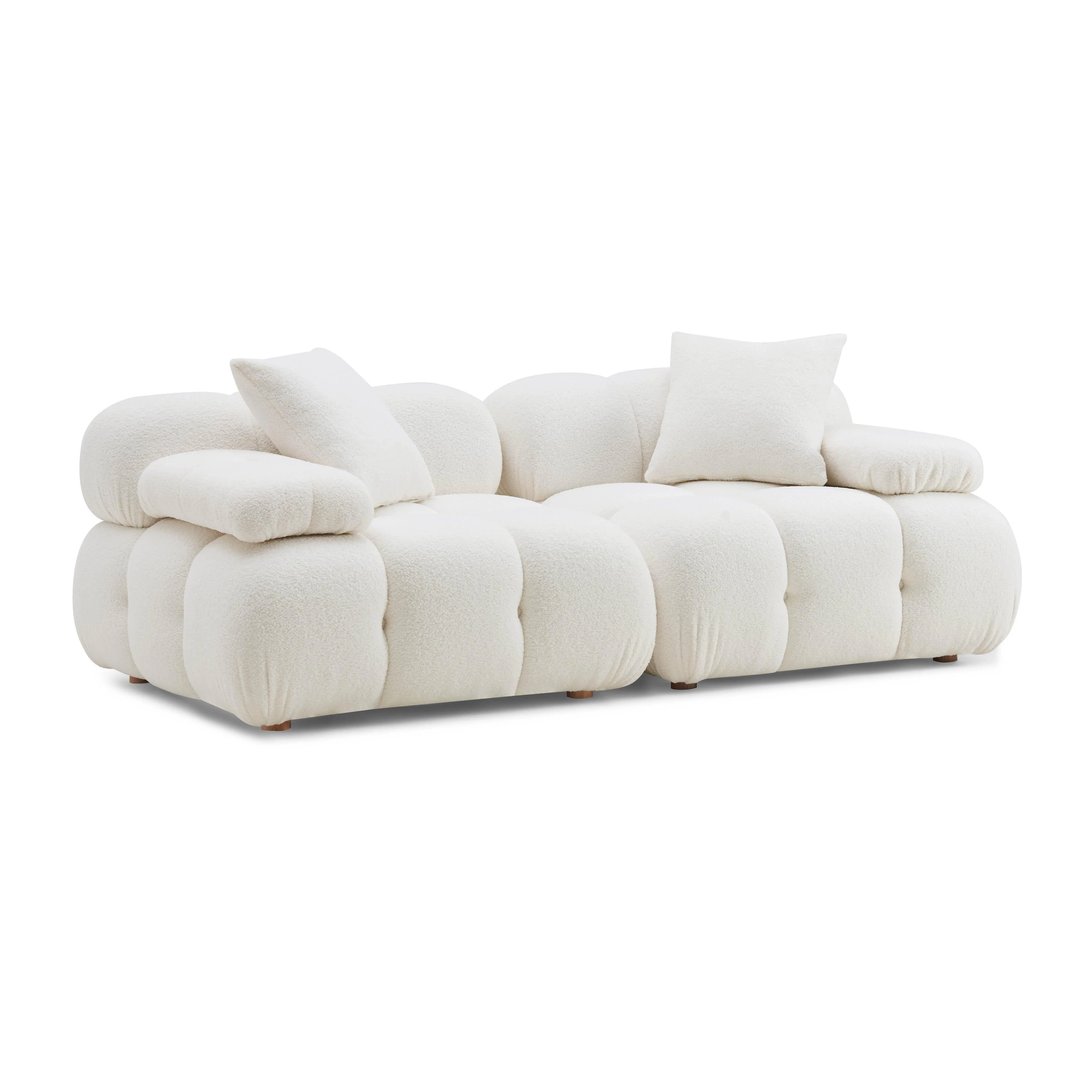 Calliope Cream Vegan Shearling Modular Loveseat - Remutear