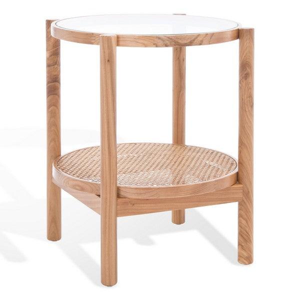 KARYNA RATTAN AND GLASS ACCENT TABLE - Remutear