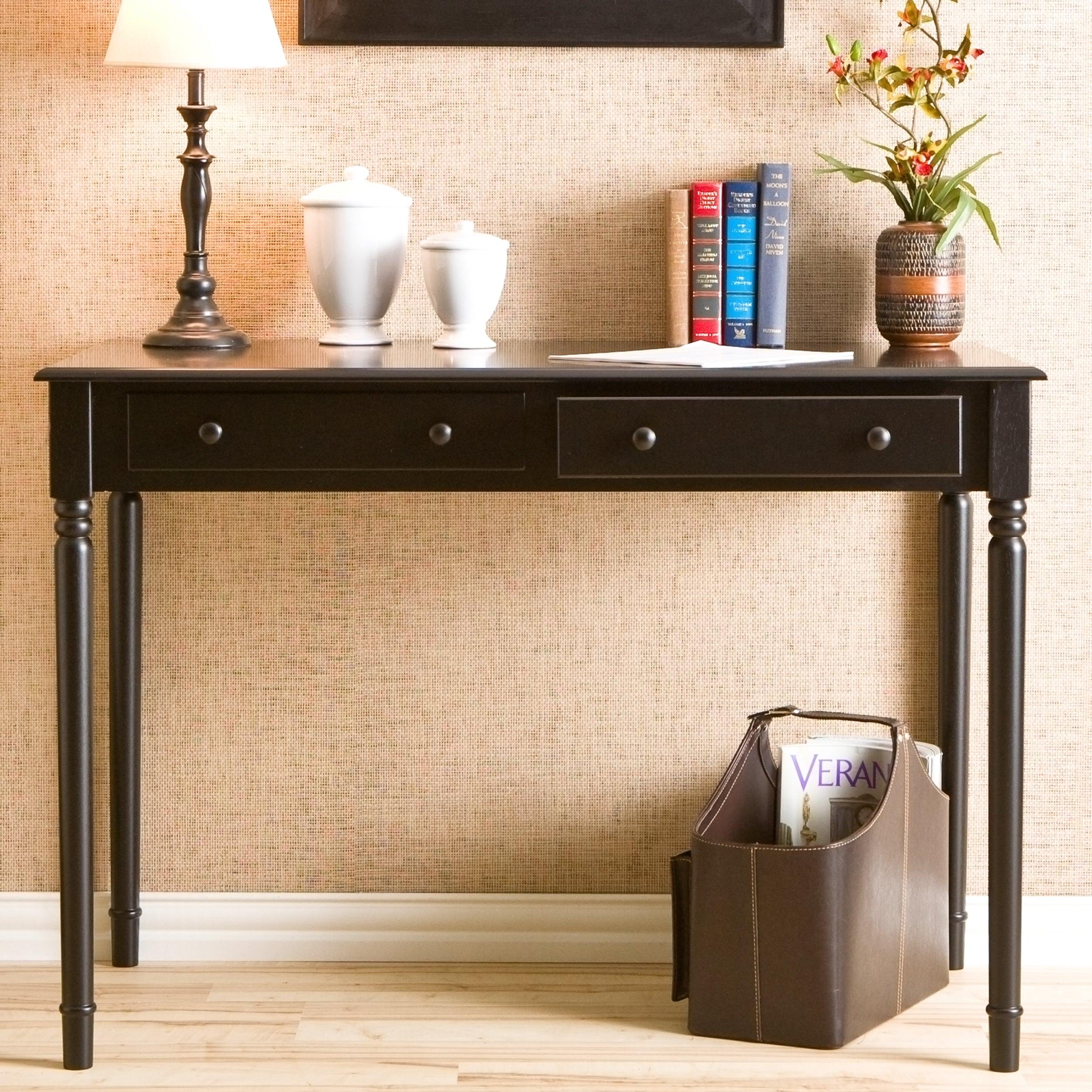 Writing 2-Drawer Desk – Satin Black - Remutear