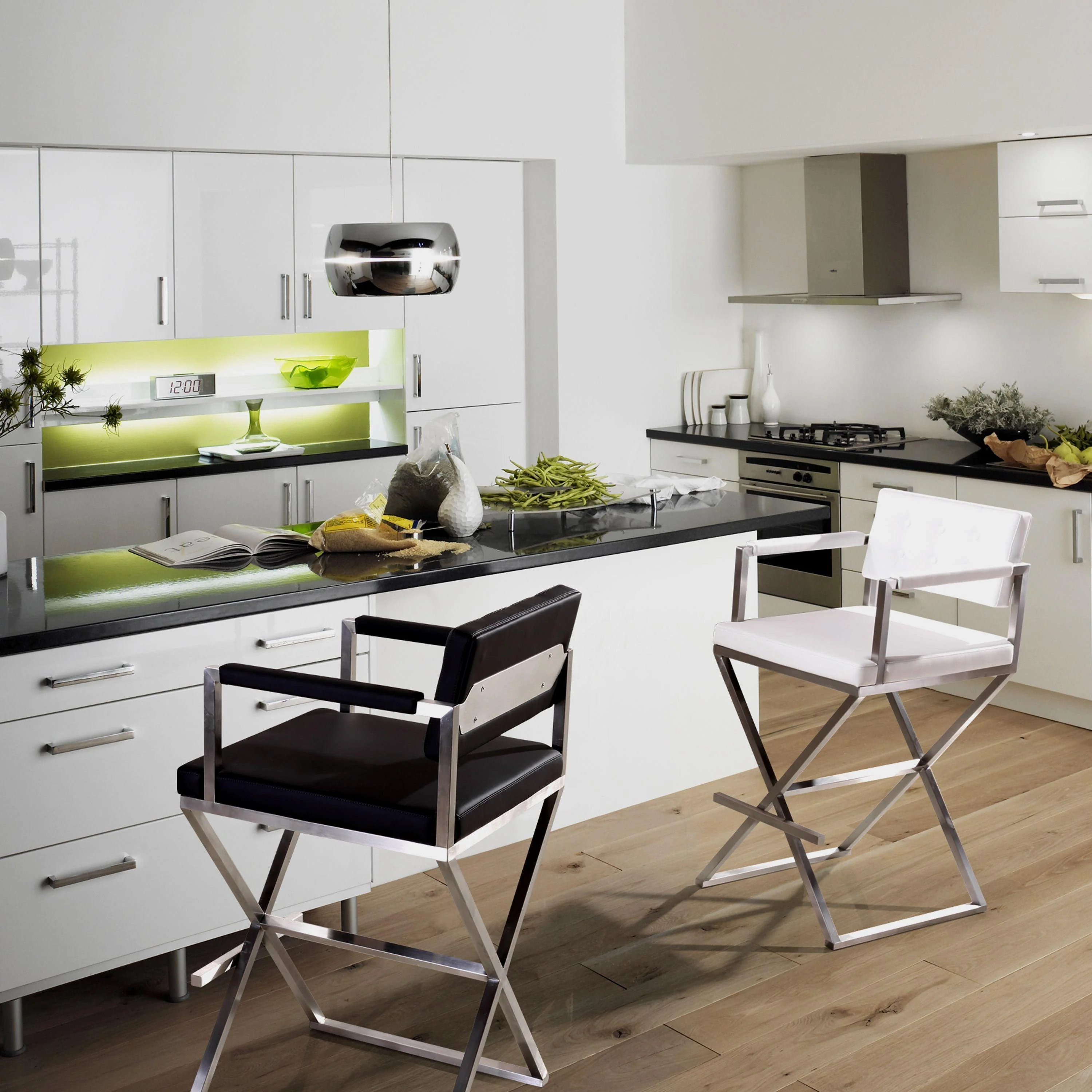 Director White Stainless Steel Counter Stool - Remutear