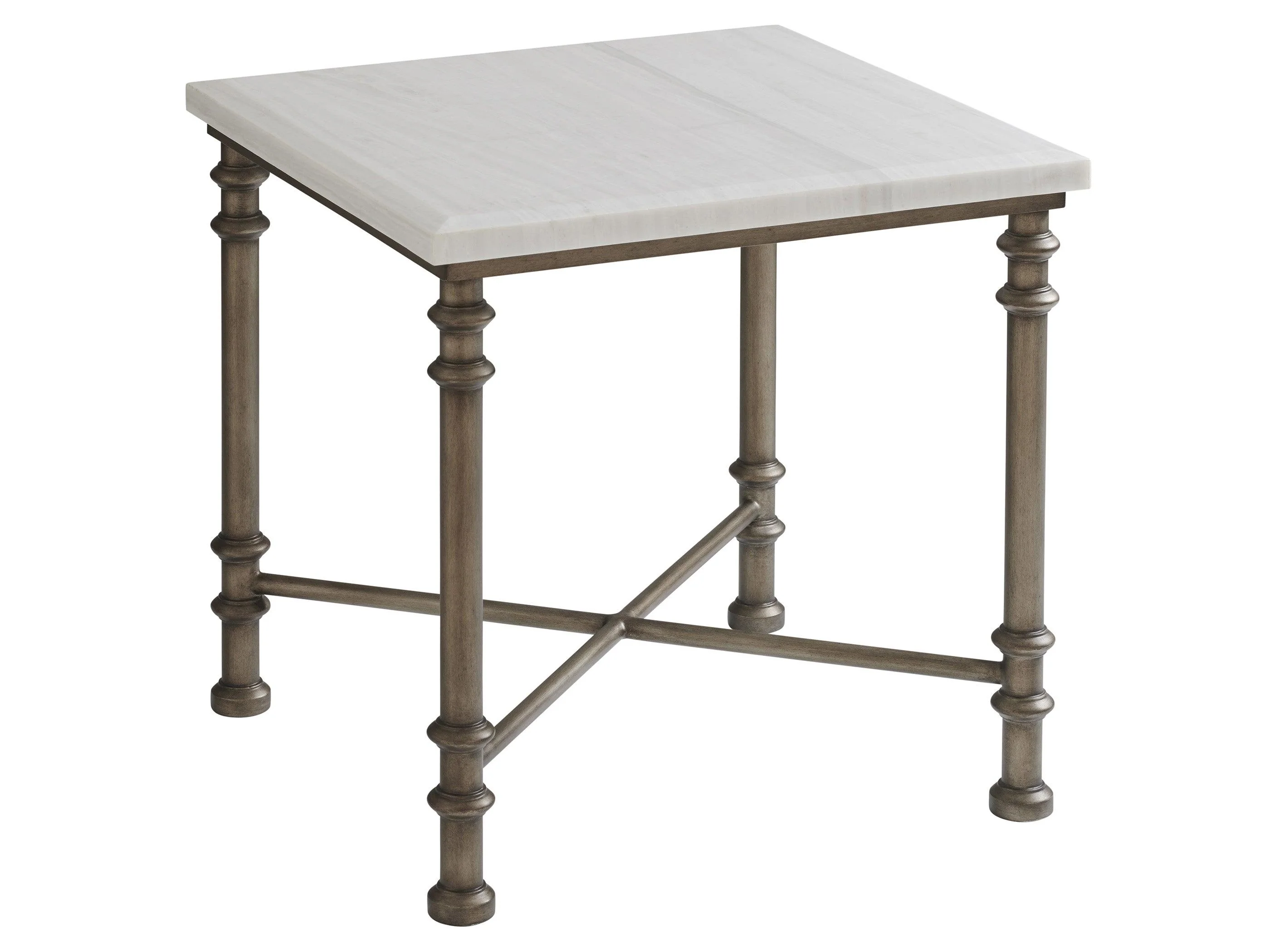 Ocean Breeze Flagler Square Marble Top End Table - Remutear