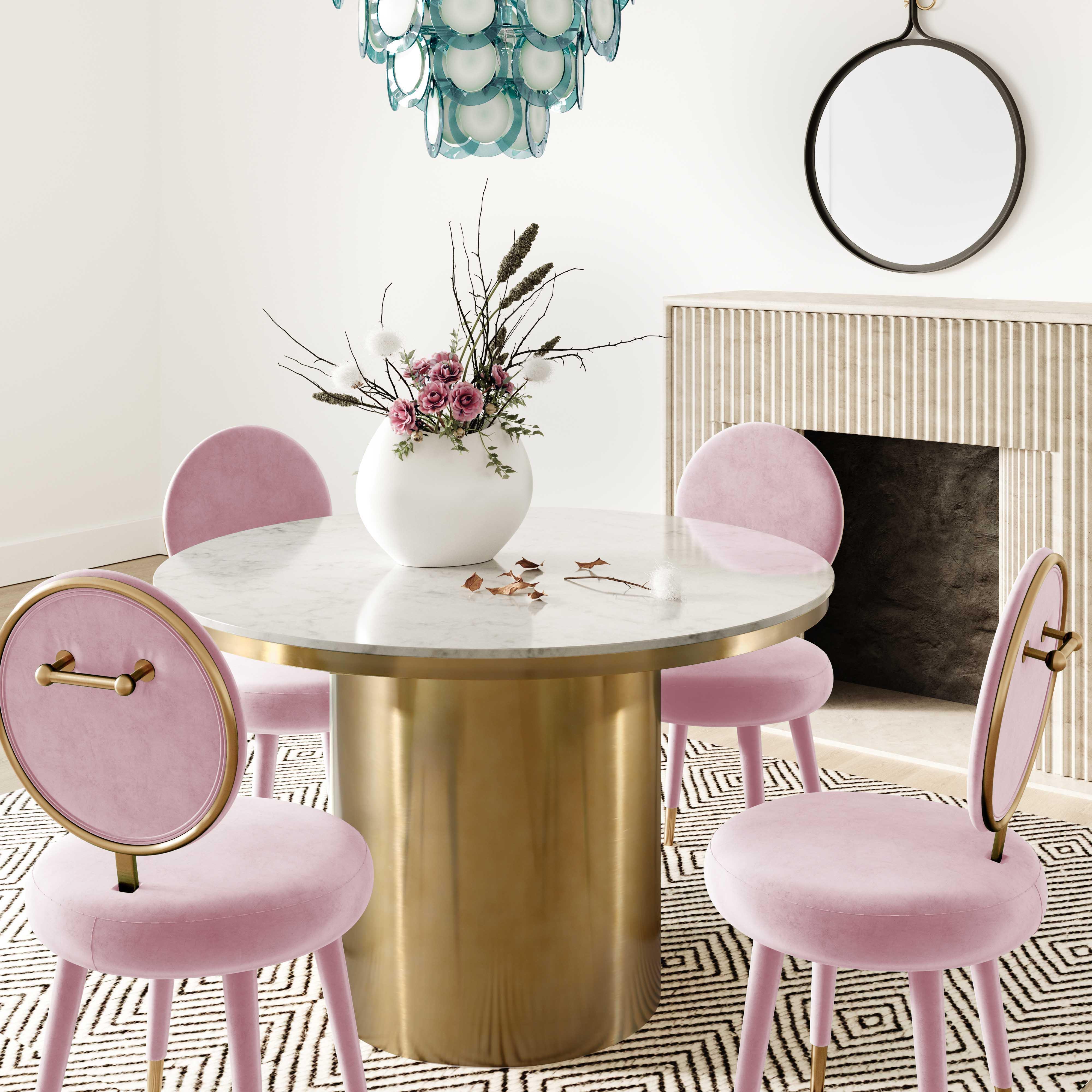 Kylie Bubblegum Velvet Dining Chair - Remutear