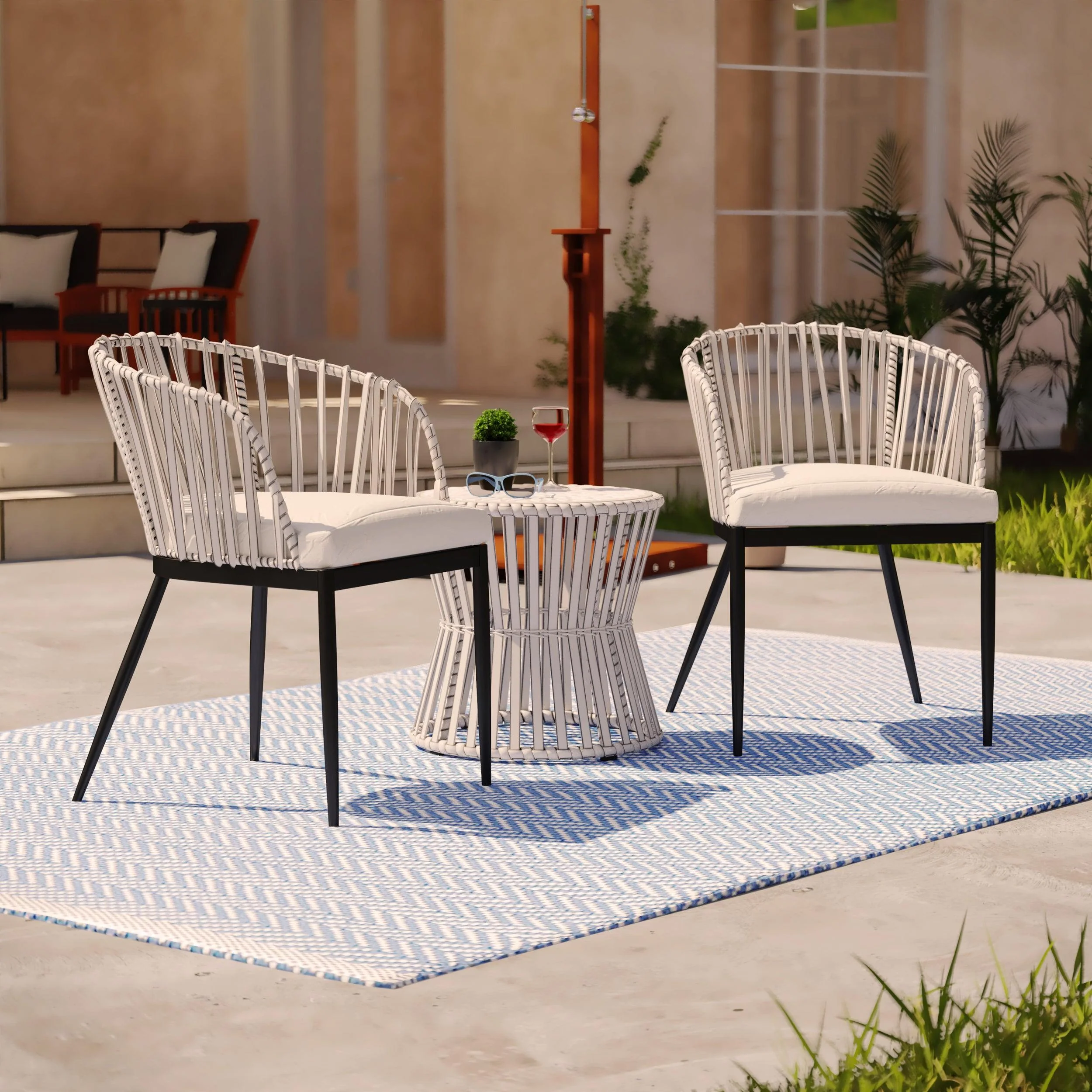 Melilani Outdoor Chairs w/ Cushions – 2pc Set - Remutear