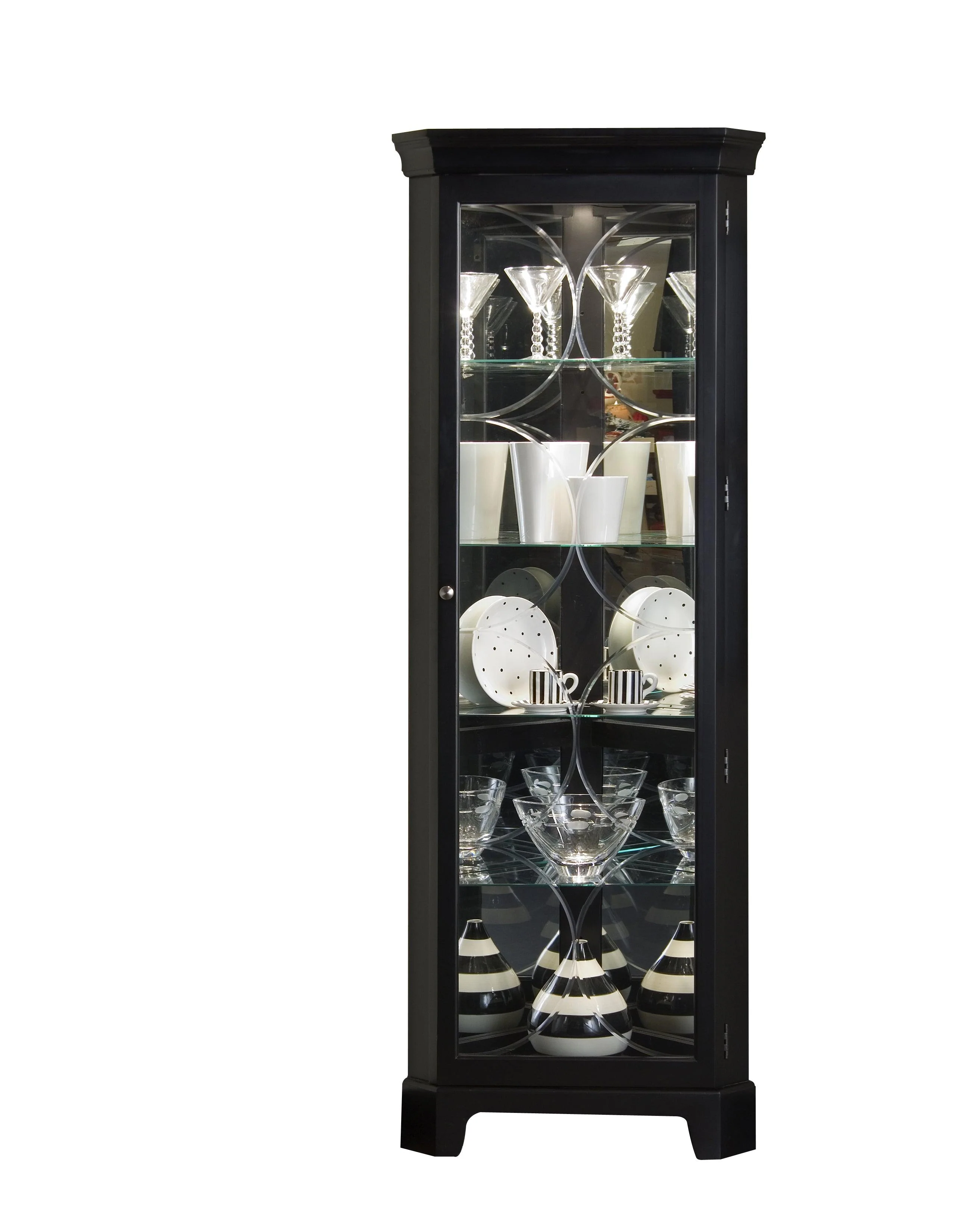 Lighted 4 Shelf Corner Curio Cabinet - Remutear