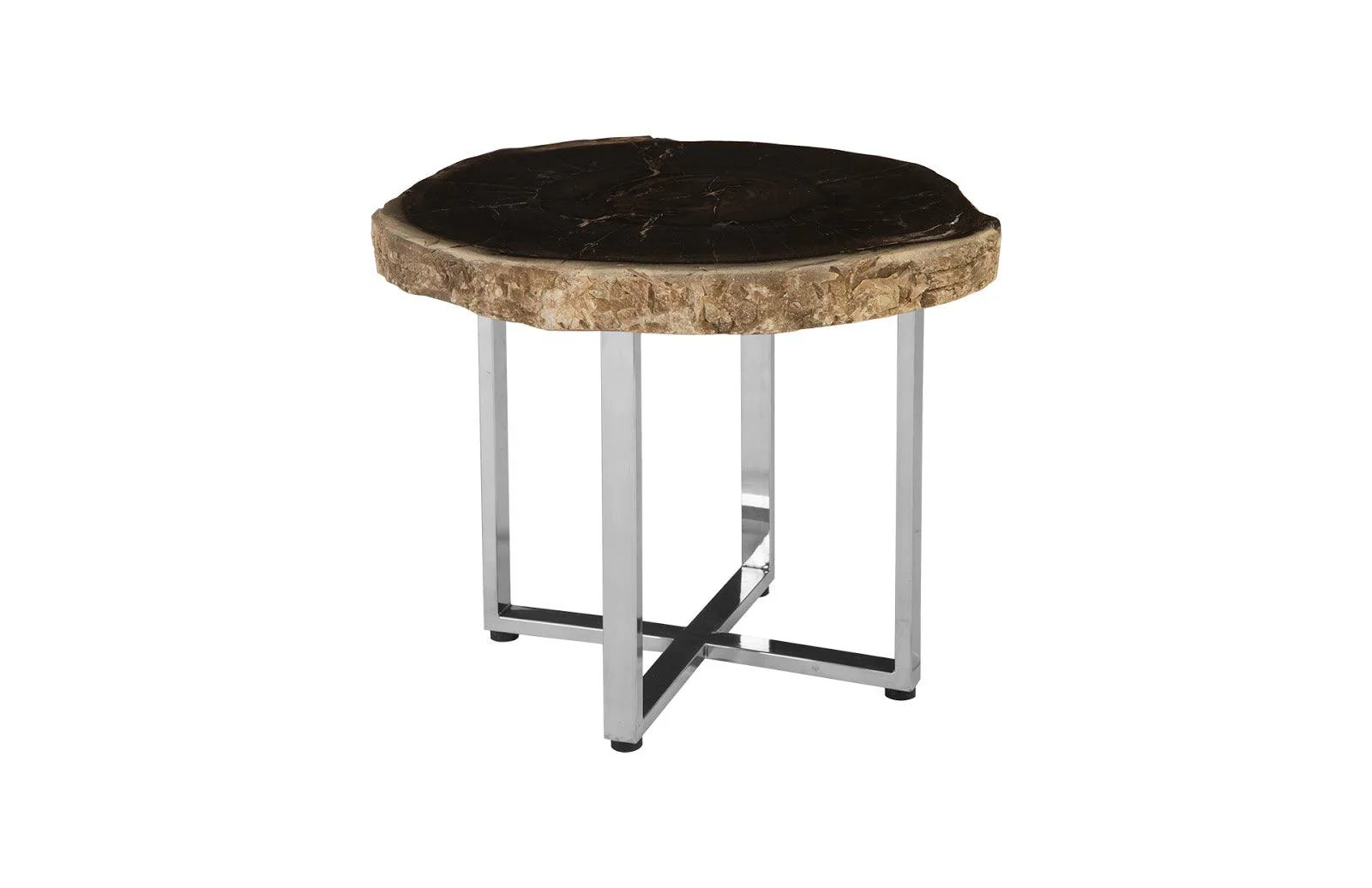 Petrified Wood Coffee Table, SS Legs, Assorted - Remutear