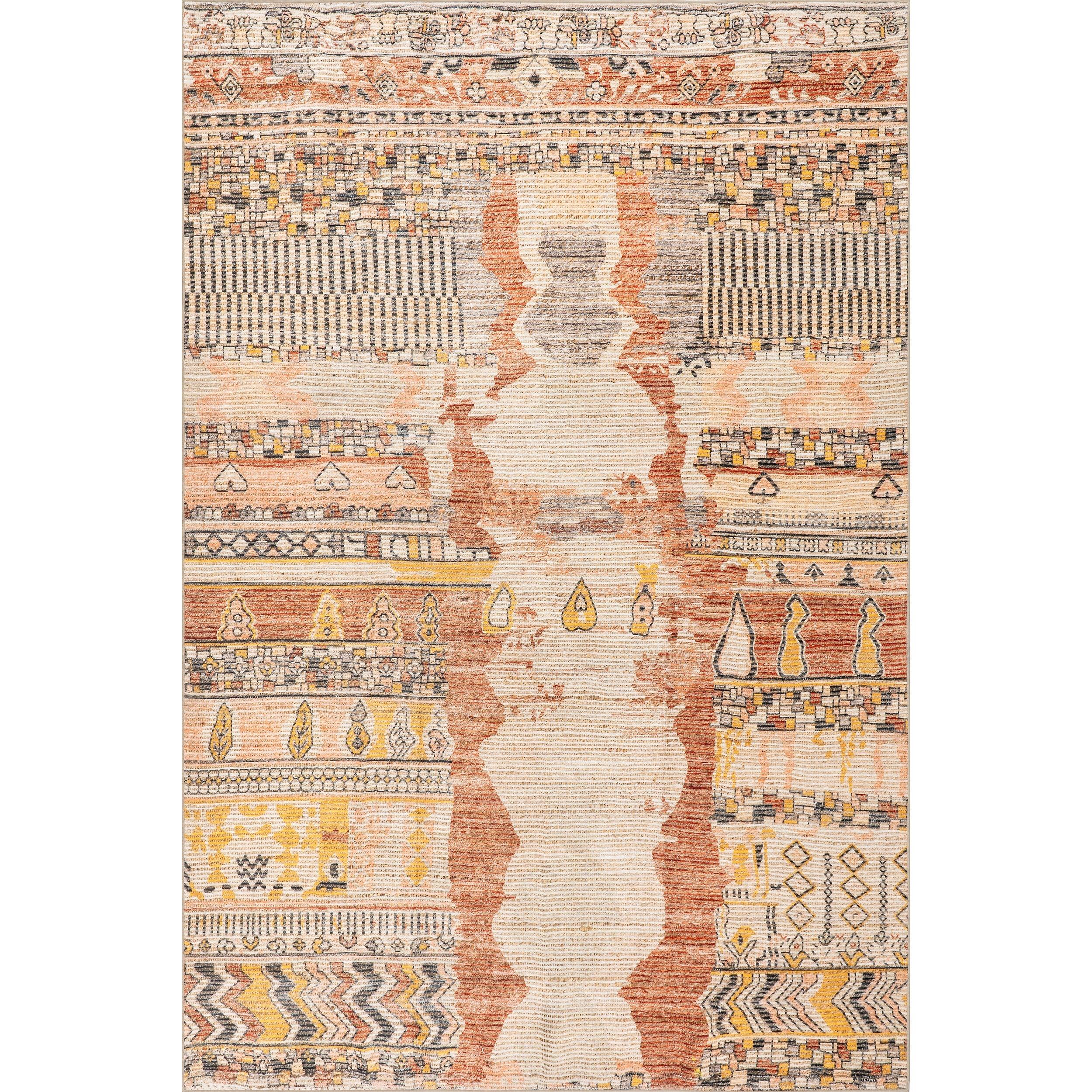 Kallie Abstract Spill Proof Machine Washable Area Rug - Remutear