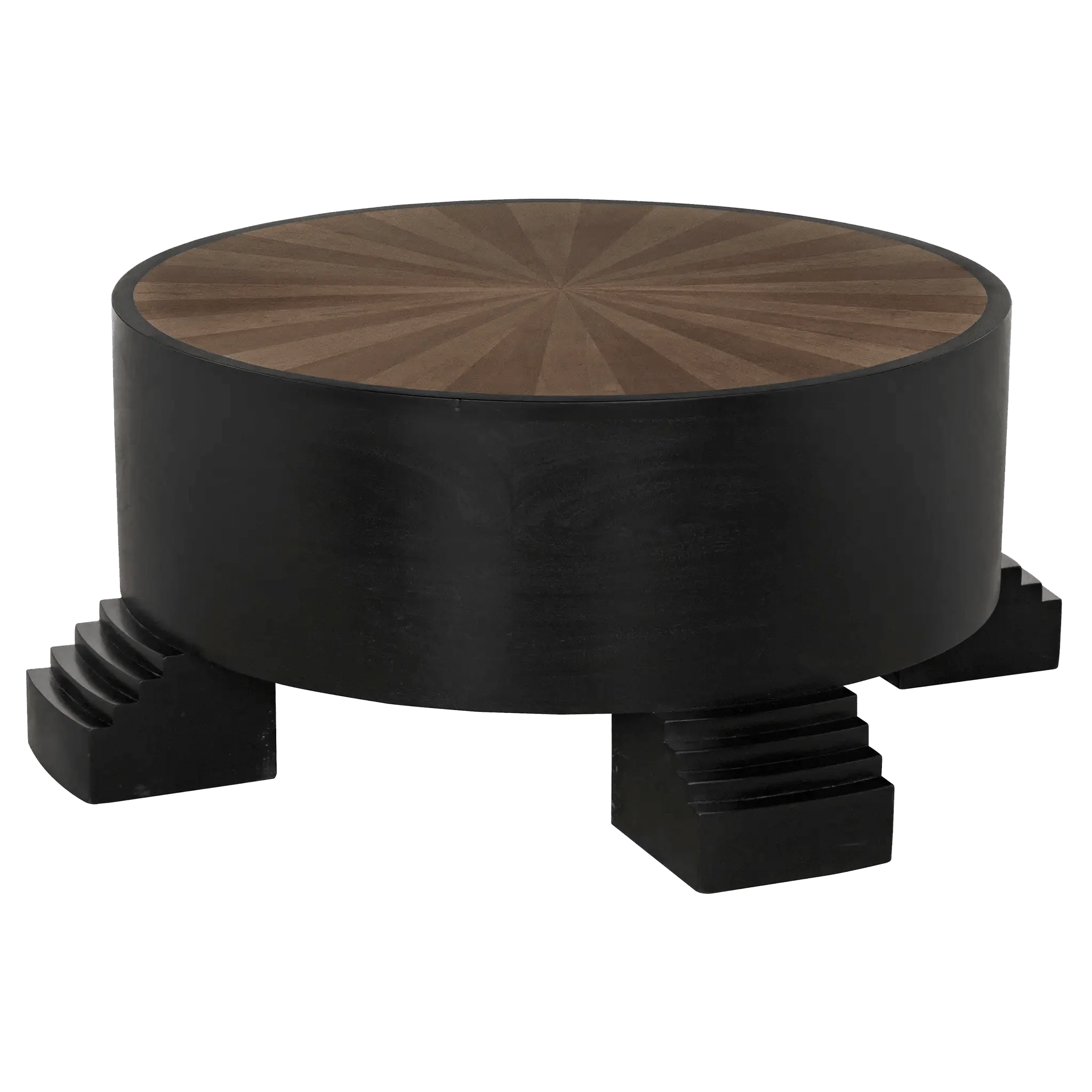 Tambour Coffee Table, Hand Rubbed Black with Veneer Top - Remutear