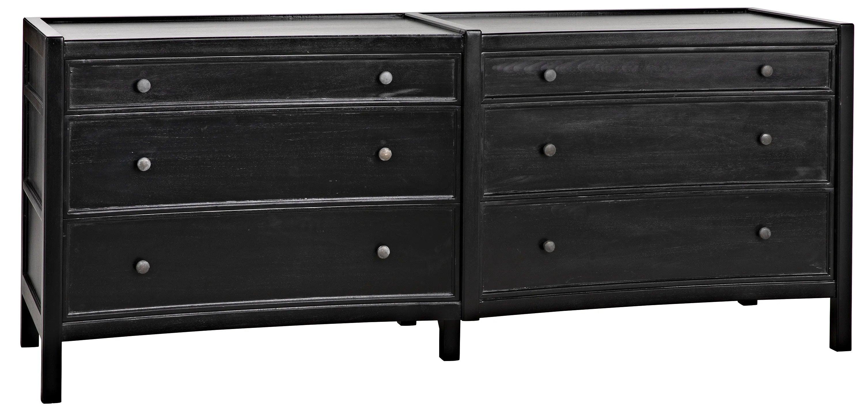Hampton 6 Drawer Dreser, Hand Rubbed Black - Remutear