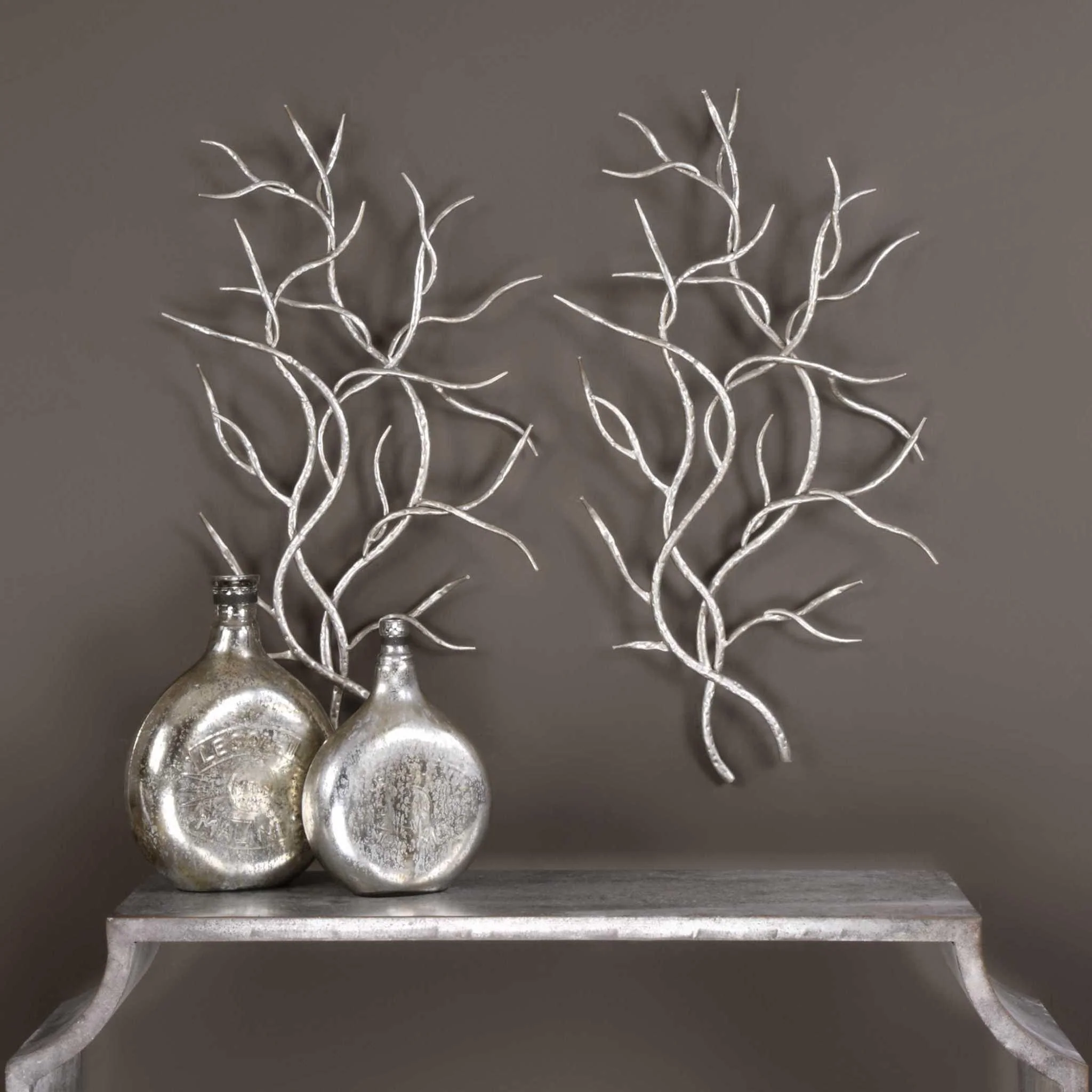 SILVER BRANCHES WALL ART SET OF 2 - Remutear