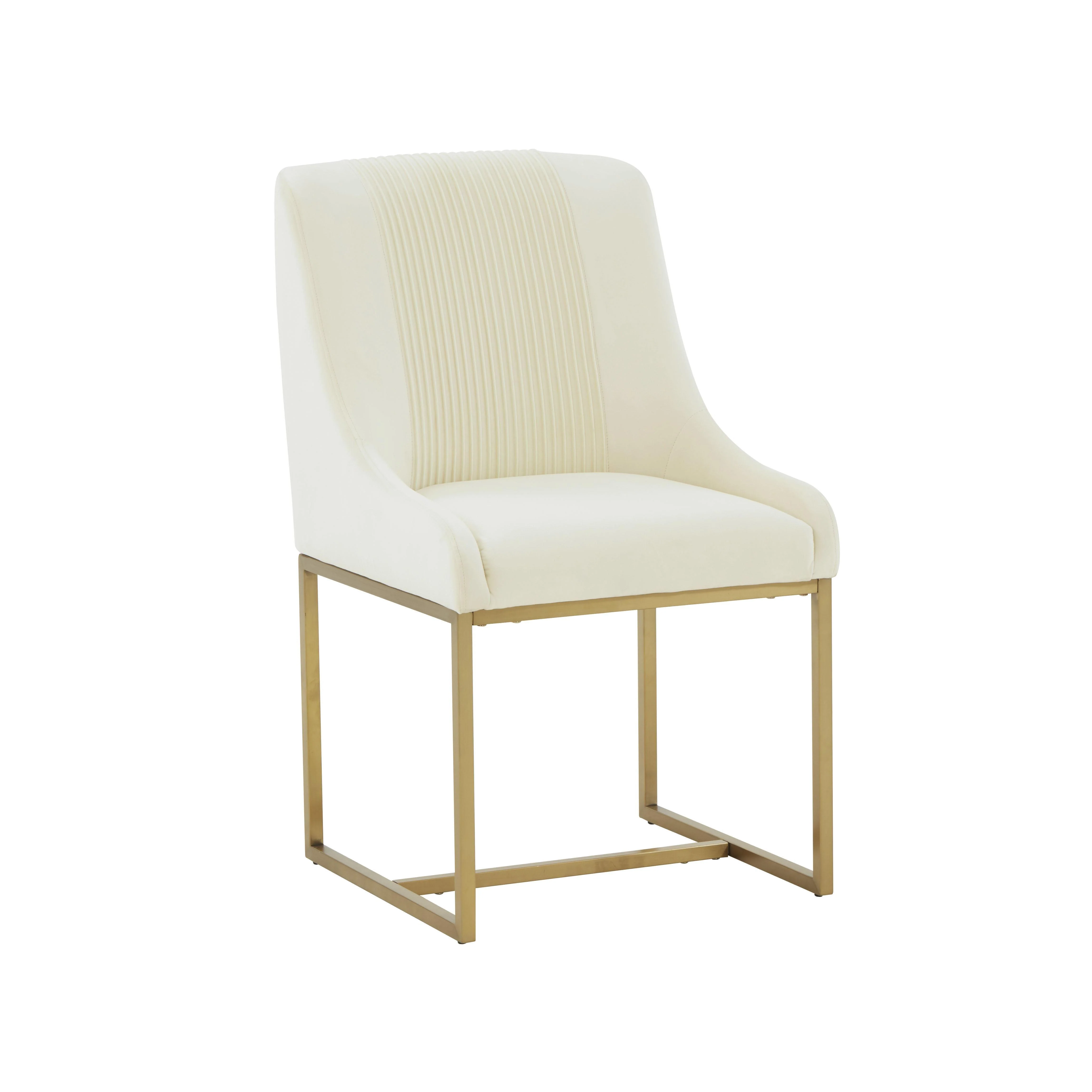 Lisa Cream Pleated Velvet Dining Chair - Remutear