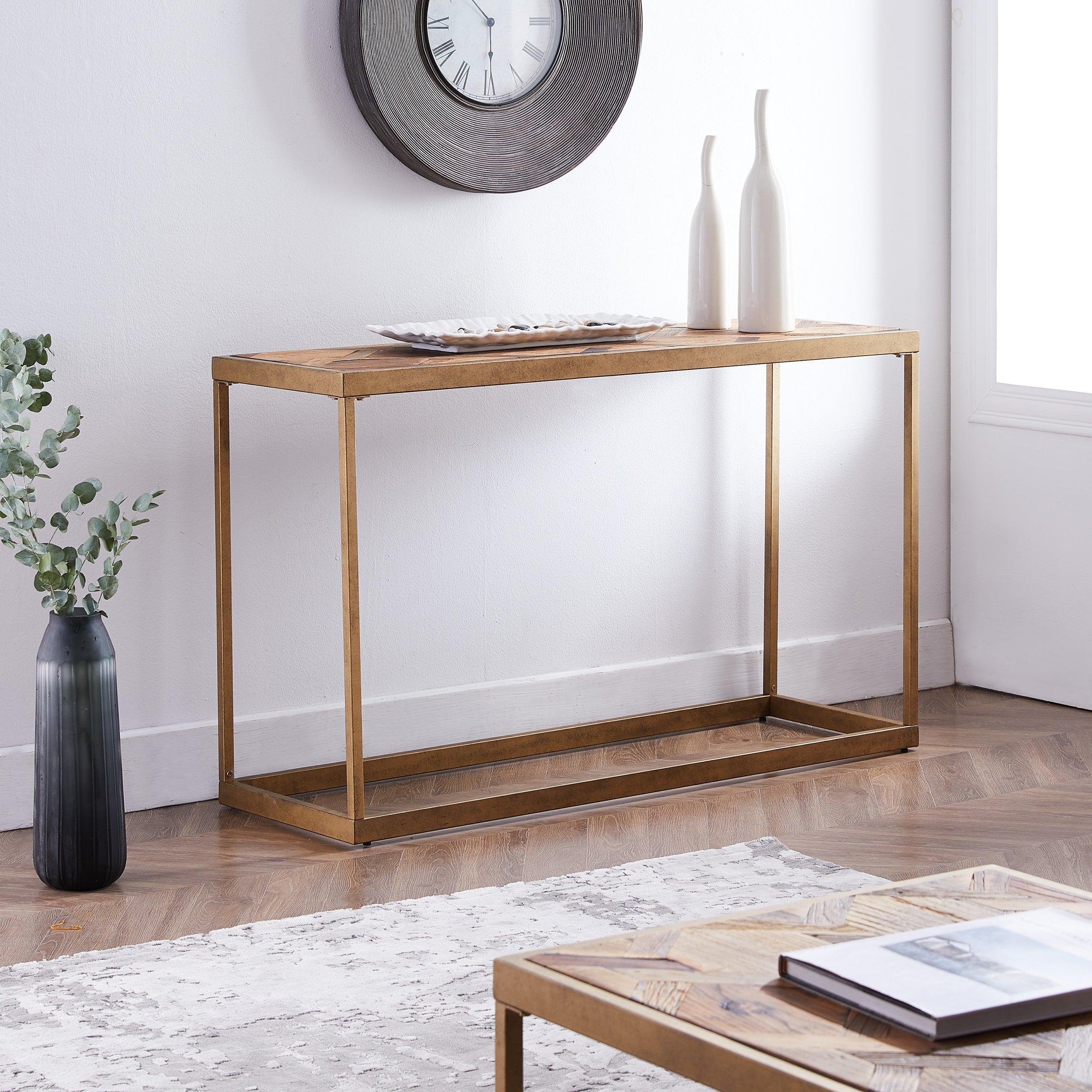 Dorville Reclaimed Wood Patchwork Console Table - Remutear