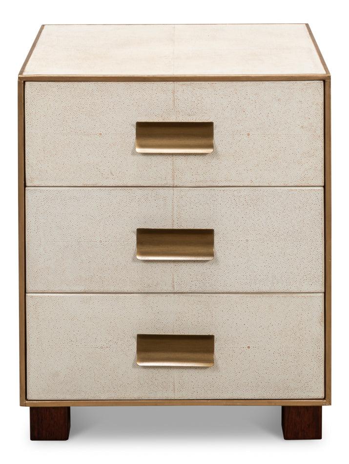 Shagreen 3 Drawer Side Table Osprey Wht - Remutear