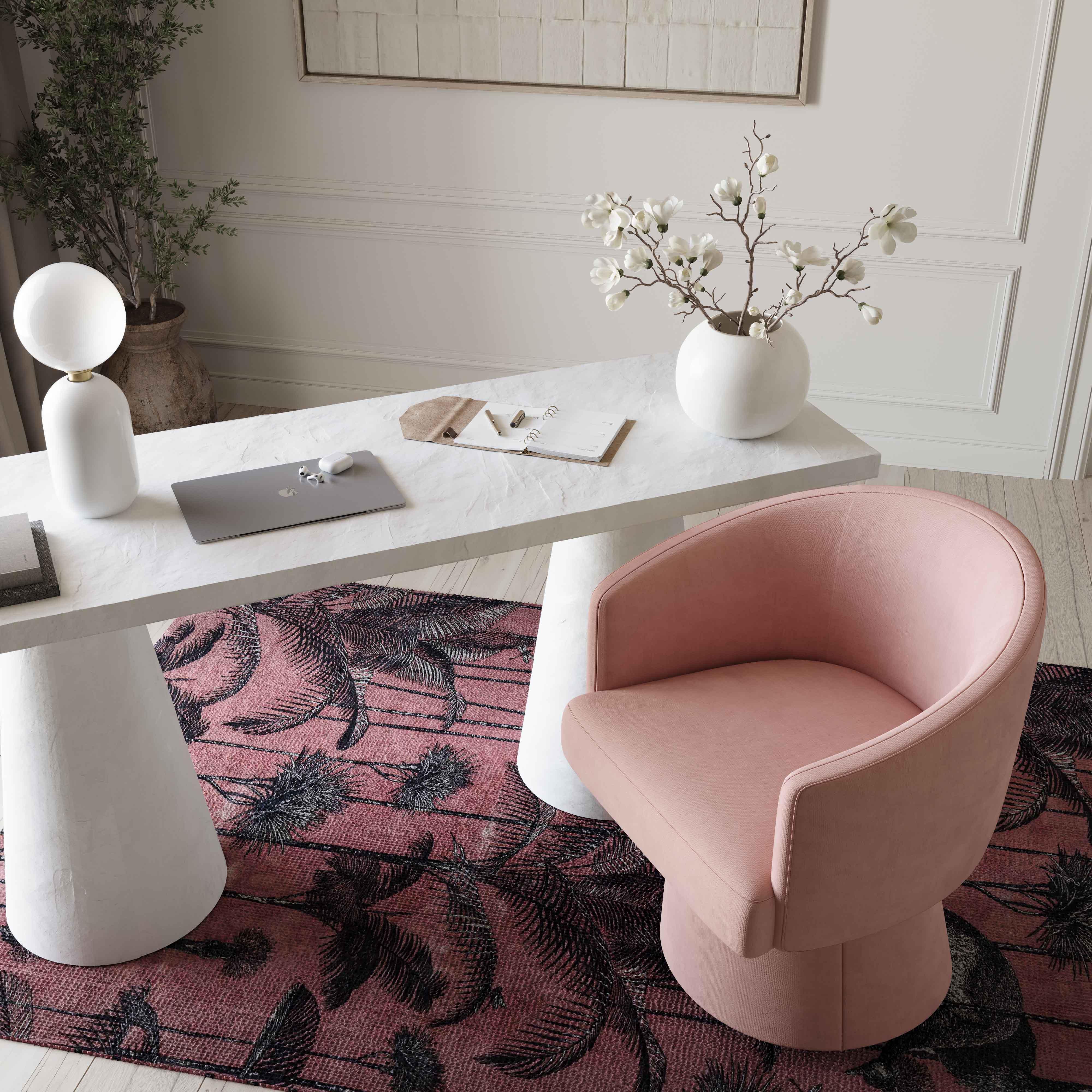 Kristen Pink Upcycled Chenille Rolling Desk Chair - Remutear