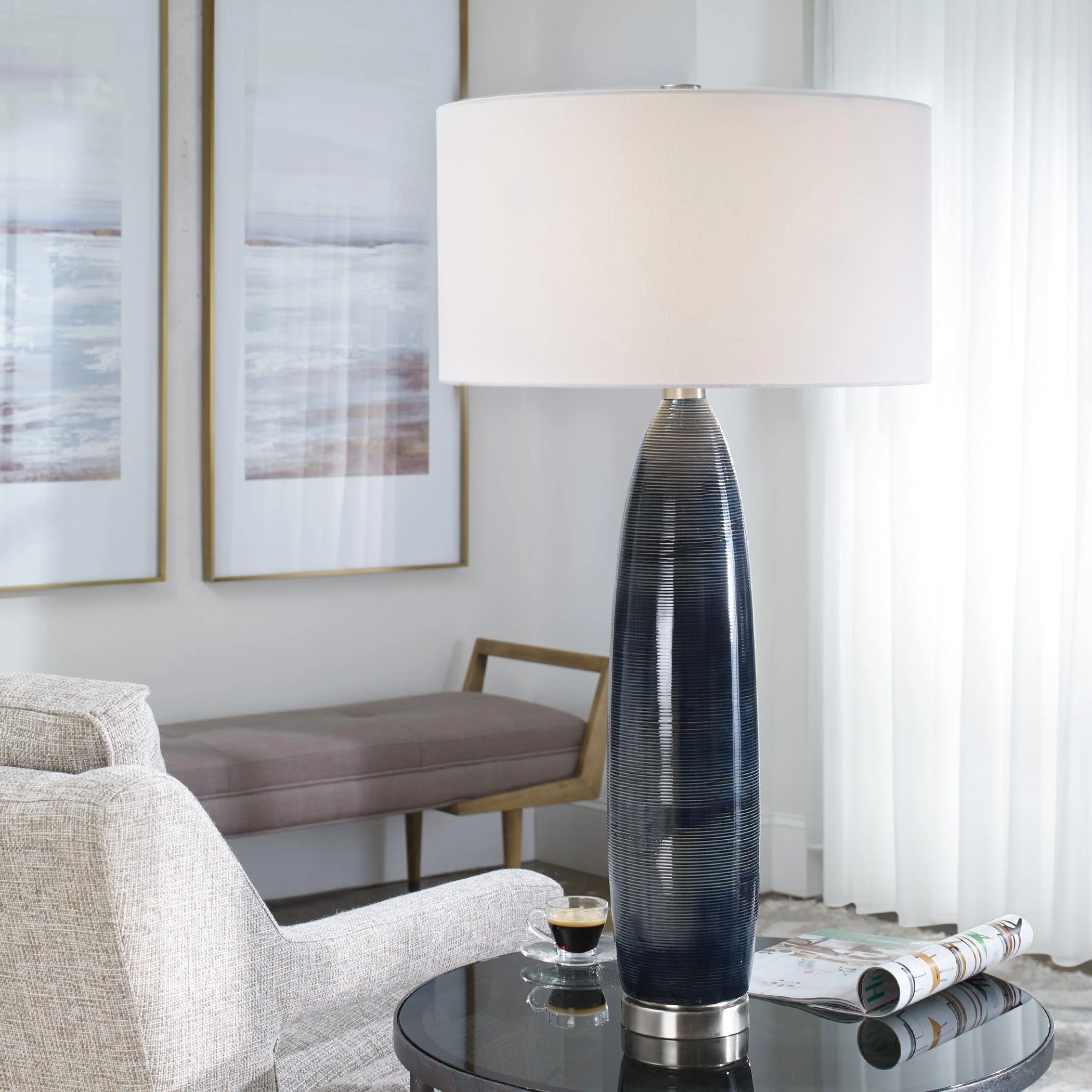 CULLEN BLUE GRAY TABLE LAMP - Remutear