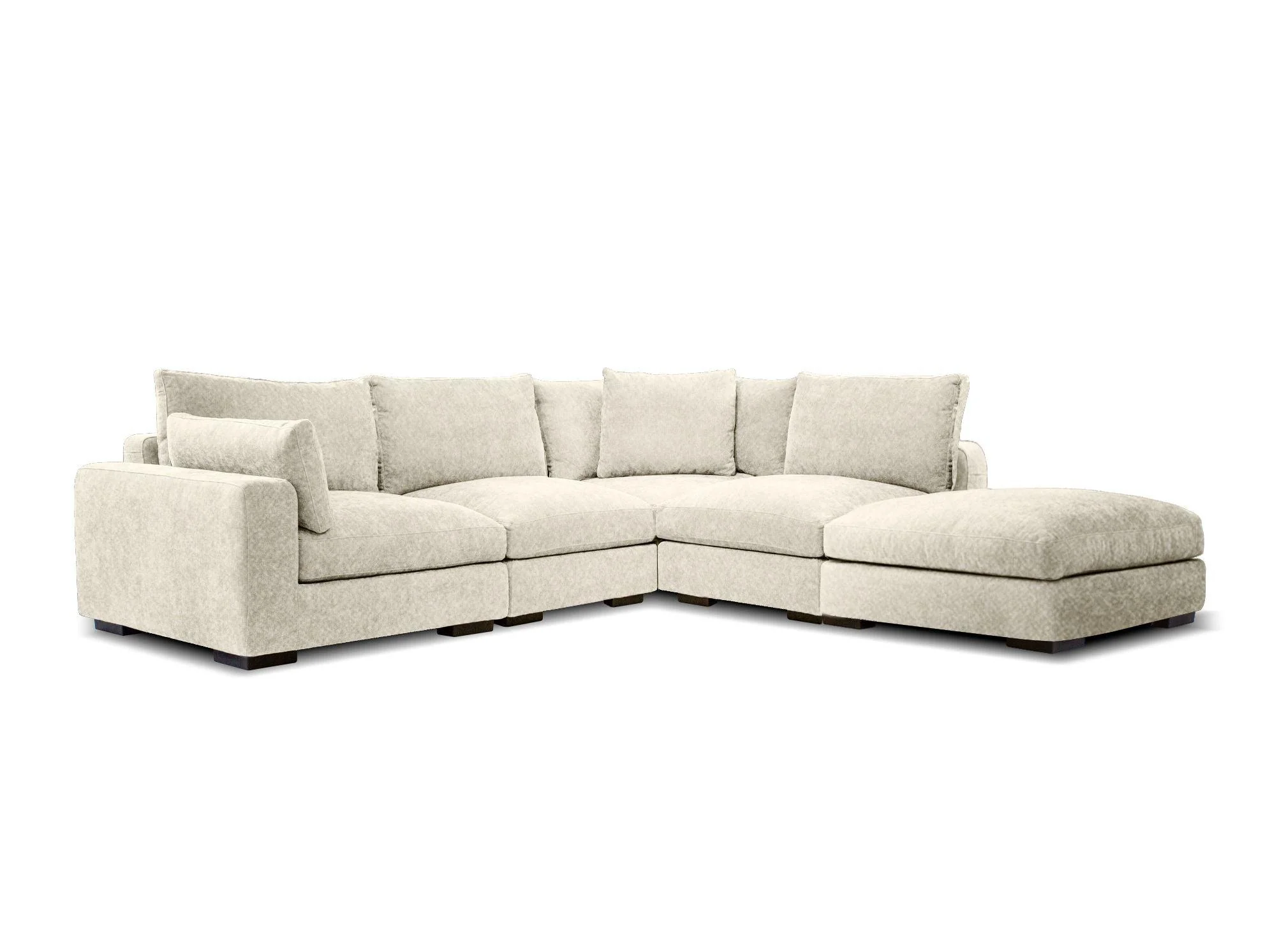 ONZA Sectional 5-Piece Chaise Left Side Facing (Corner, RAF, 2 Armless, Ottoman) - Remutear