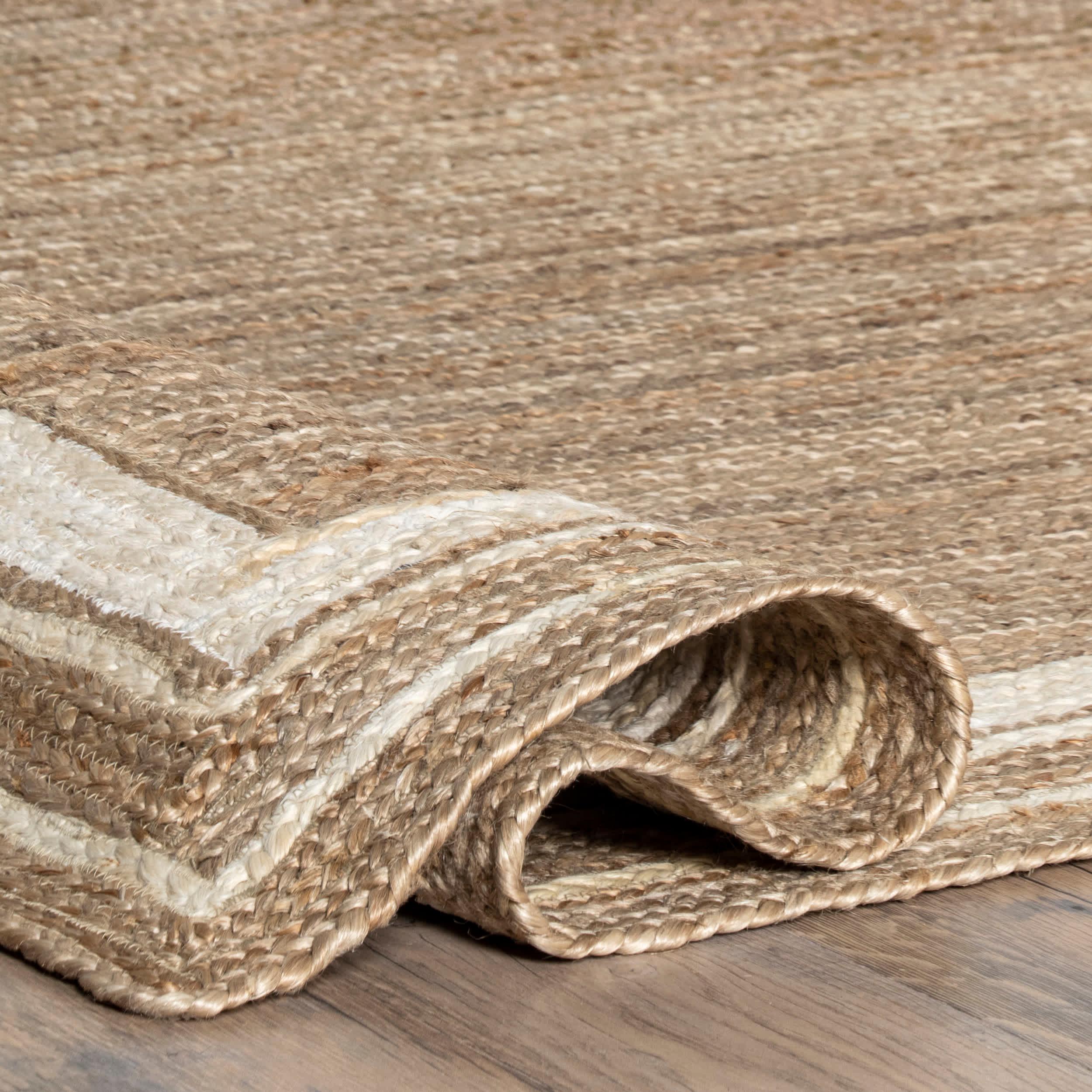 Braided Rikki Border Jute Area Rug - Remutear