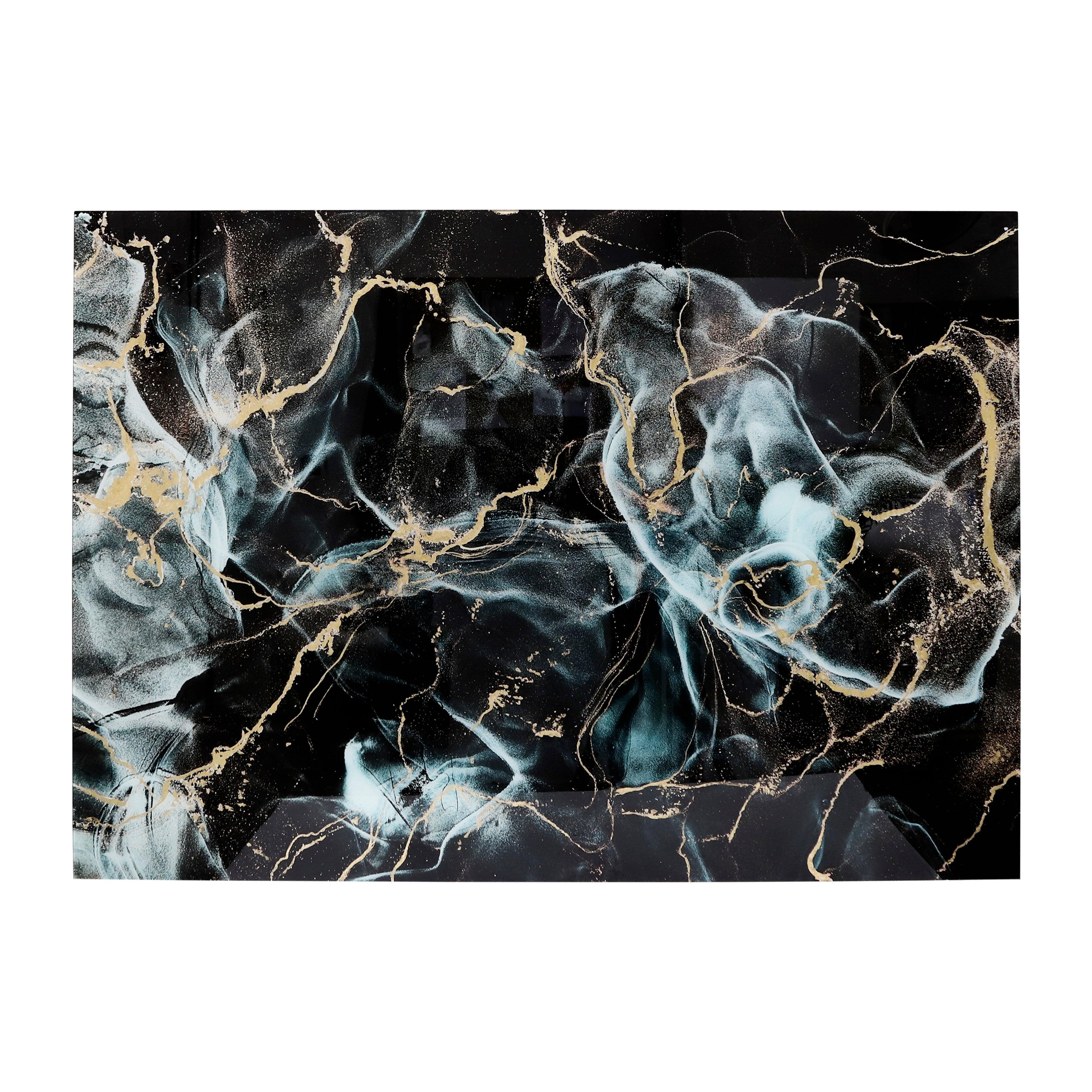 63x43 Abstract Metallic Tempered Glass Art, Multi - Remutear