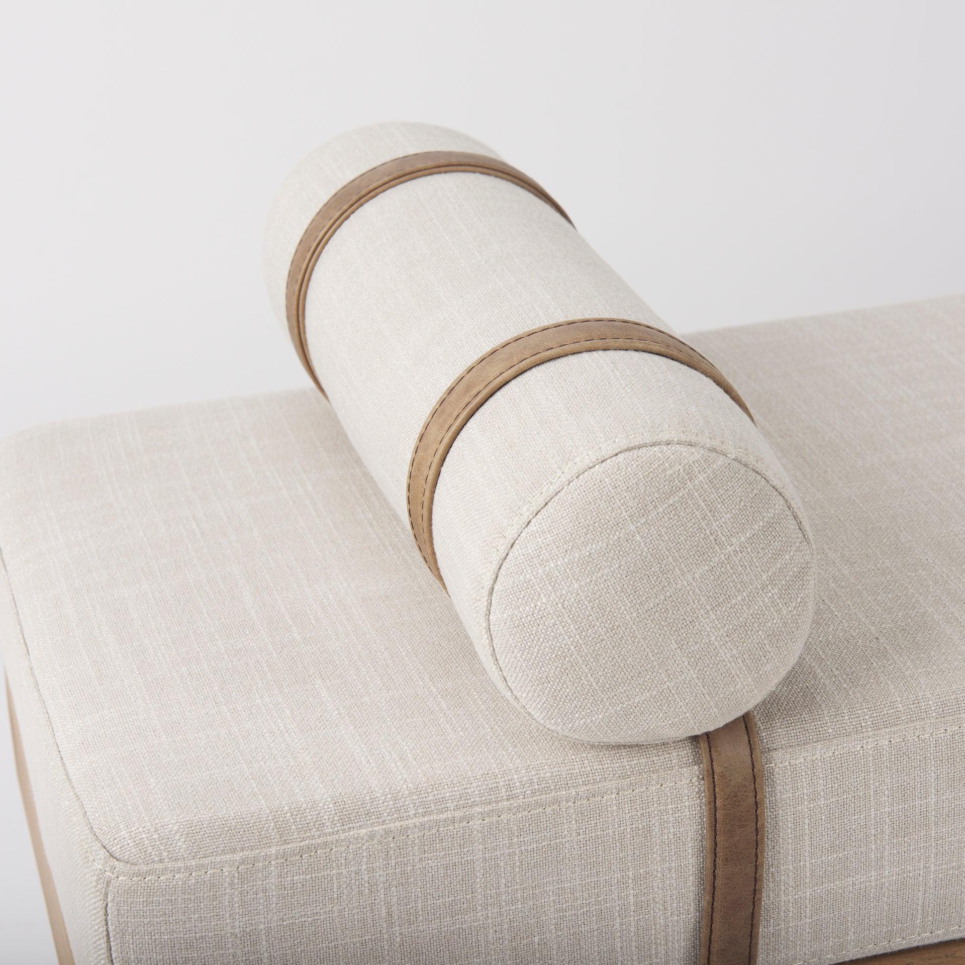 Colburne Cream Fabric w/Brown Wood Bench - Remutear