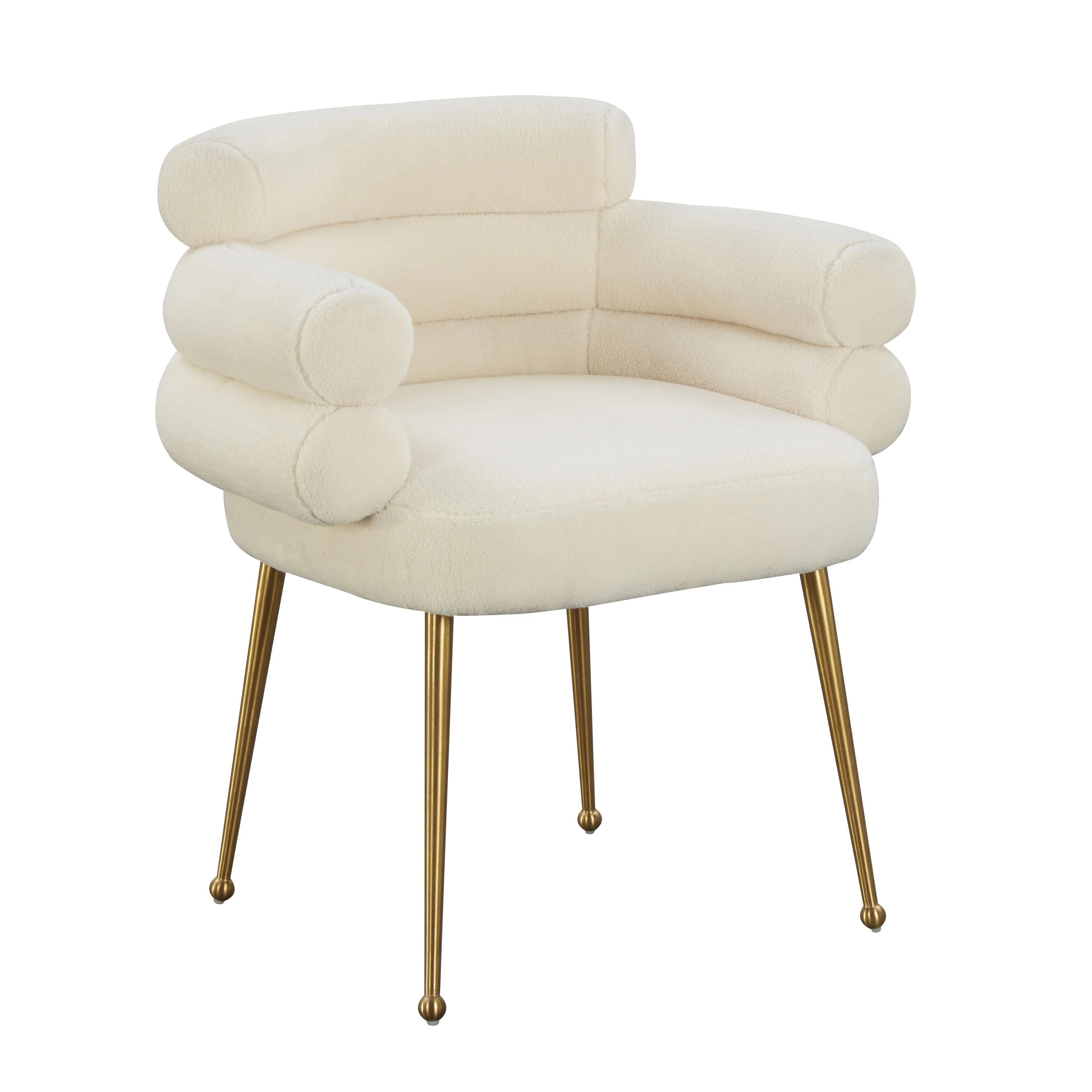 Dente Cream Faux Sheepskin Dining Chair - Remutear