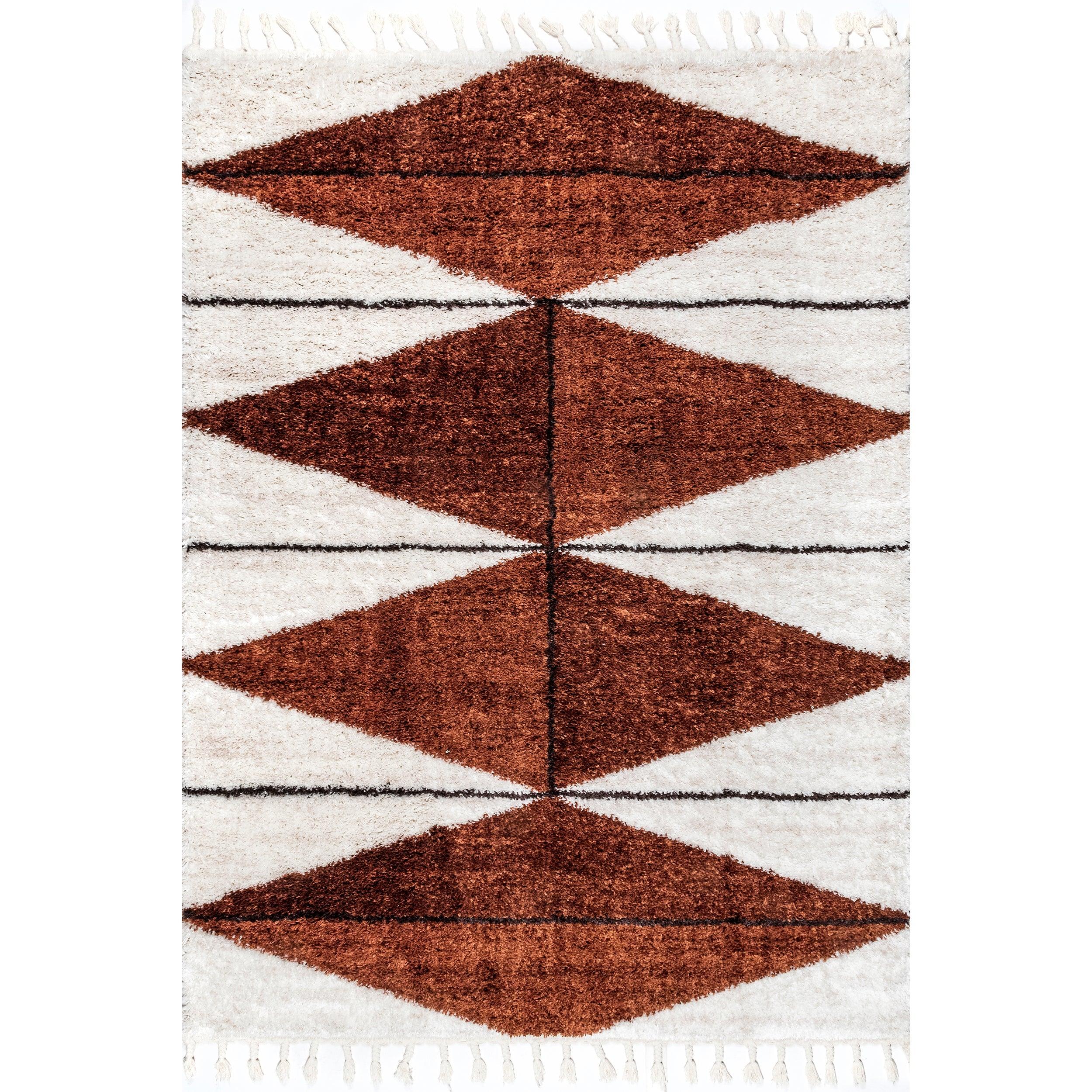 Kali Shaggy Diamond Tassel Area Rug - Remutear