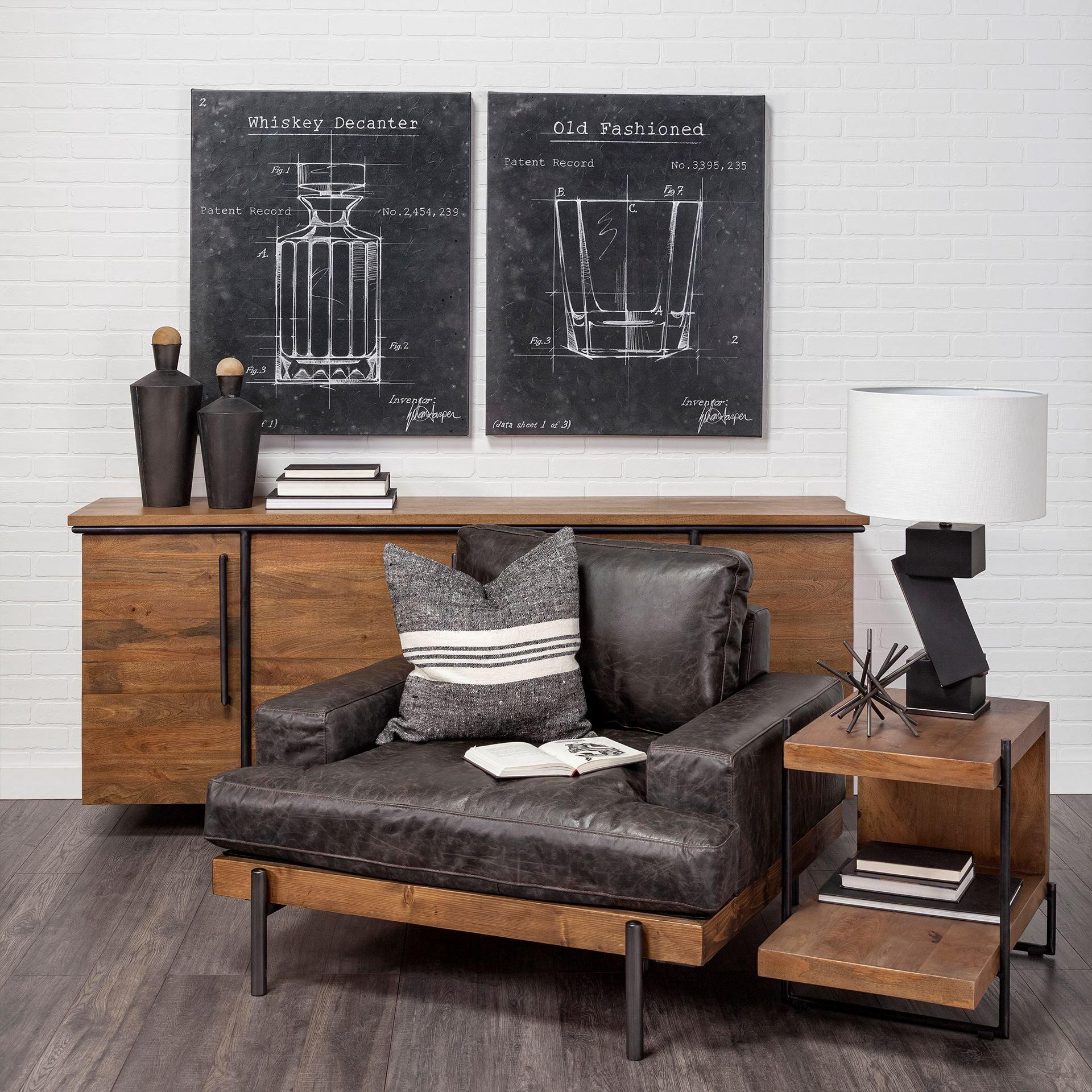 Colburne I Brown Leather Body Wood/Iron Frame Club Chair - Remutear