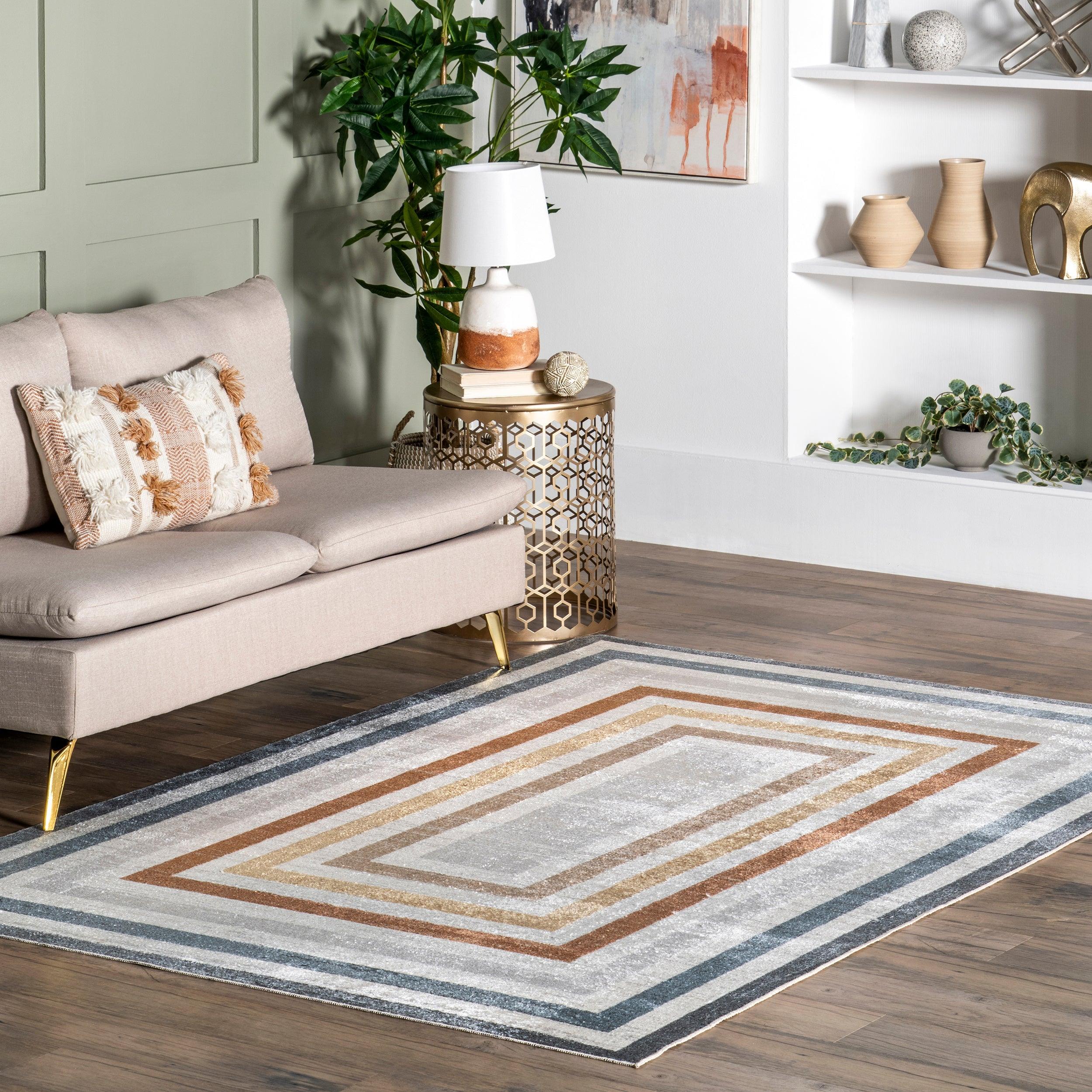 Aliénor Striped Machine Washable Area Rug - Remutear