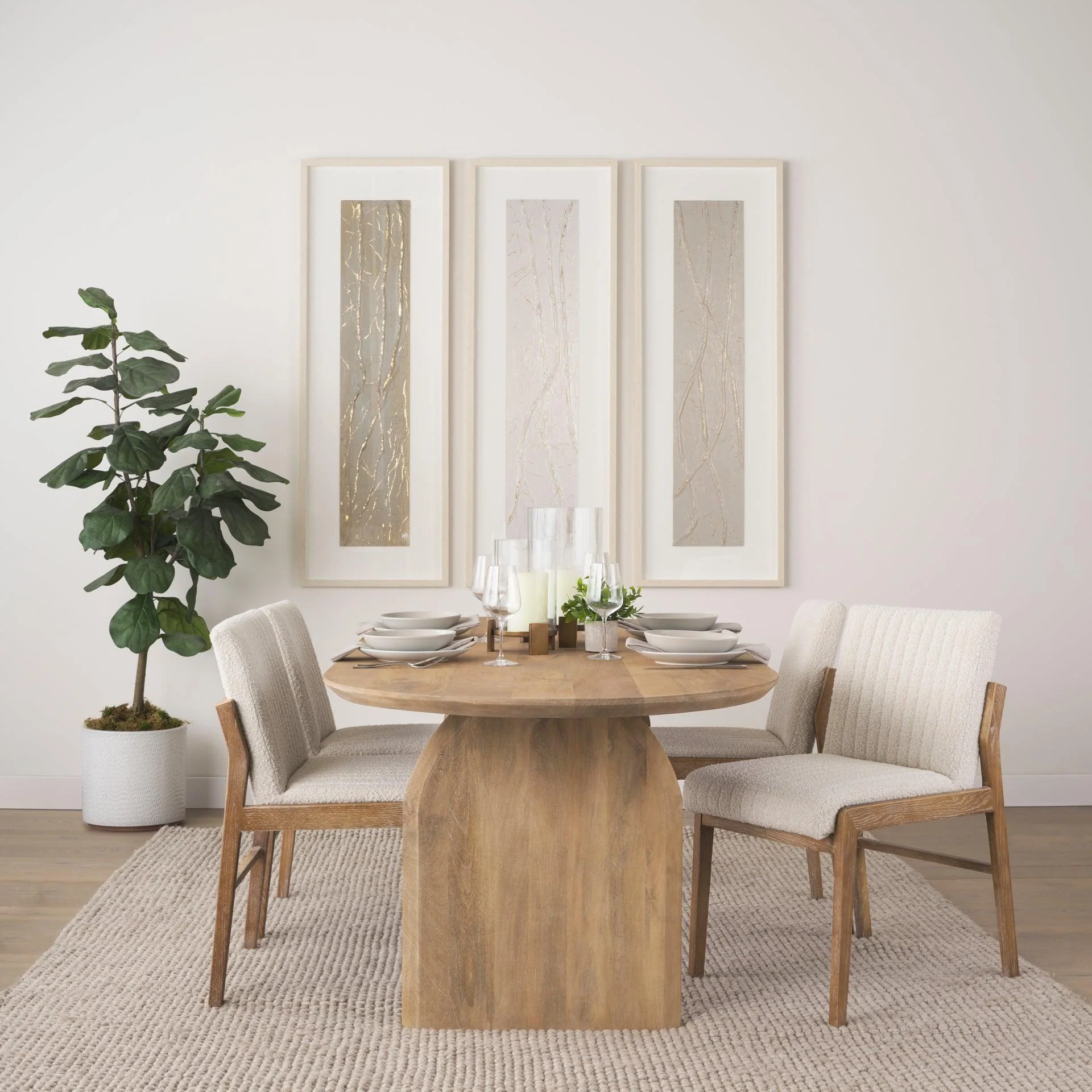 Isla Oval Dining Table w/Light Brown Wood Top & Arched Legs - Remutear