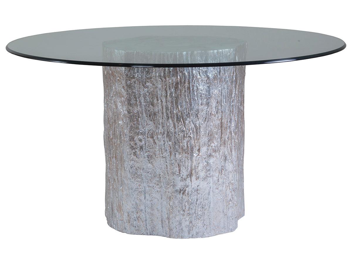 Signature Designs Trunk Segment Round Dining Table With Glass Top - Silver Leaf - Remutear