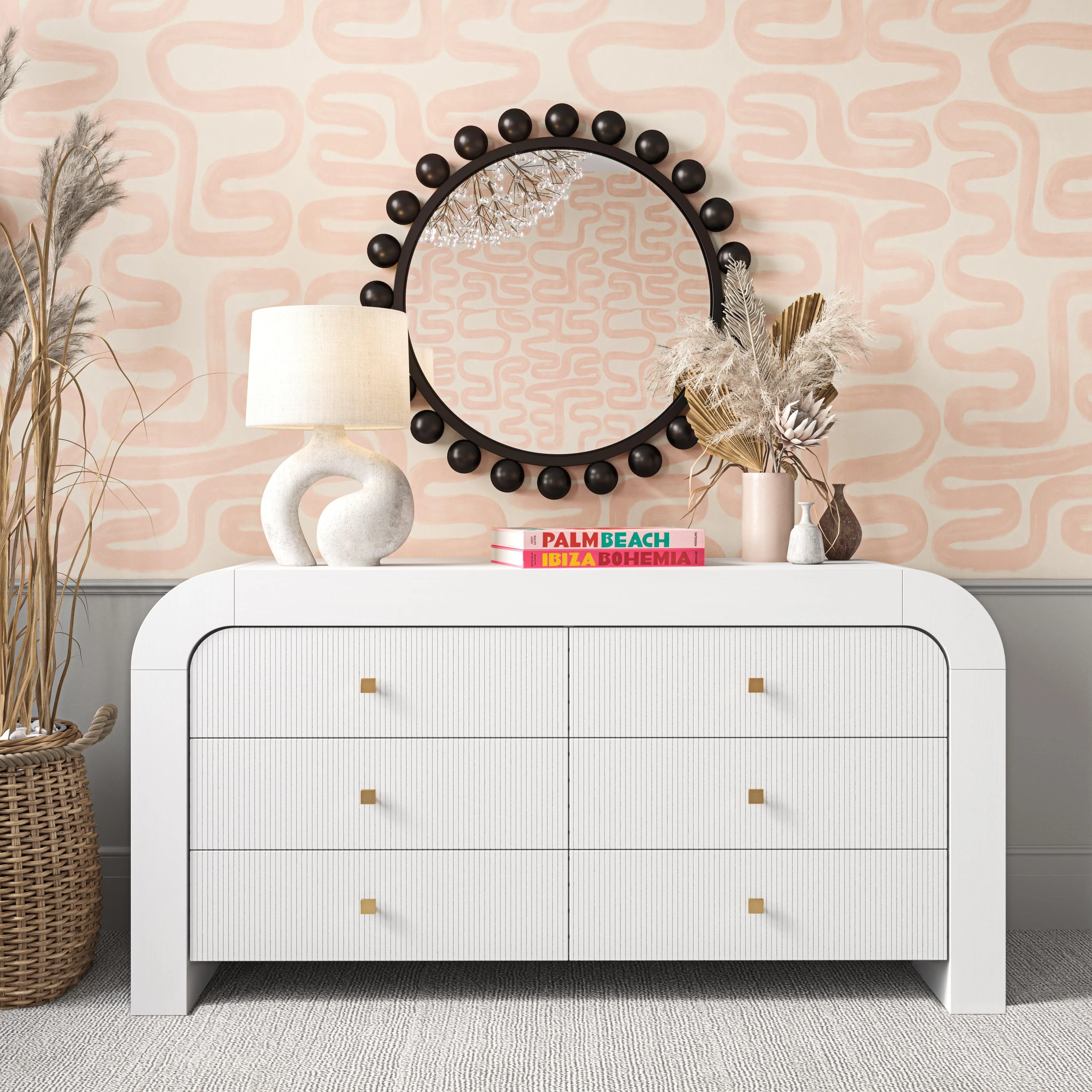 Hump 6 Drawer White Dresser - Remutear