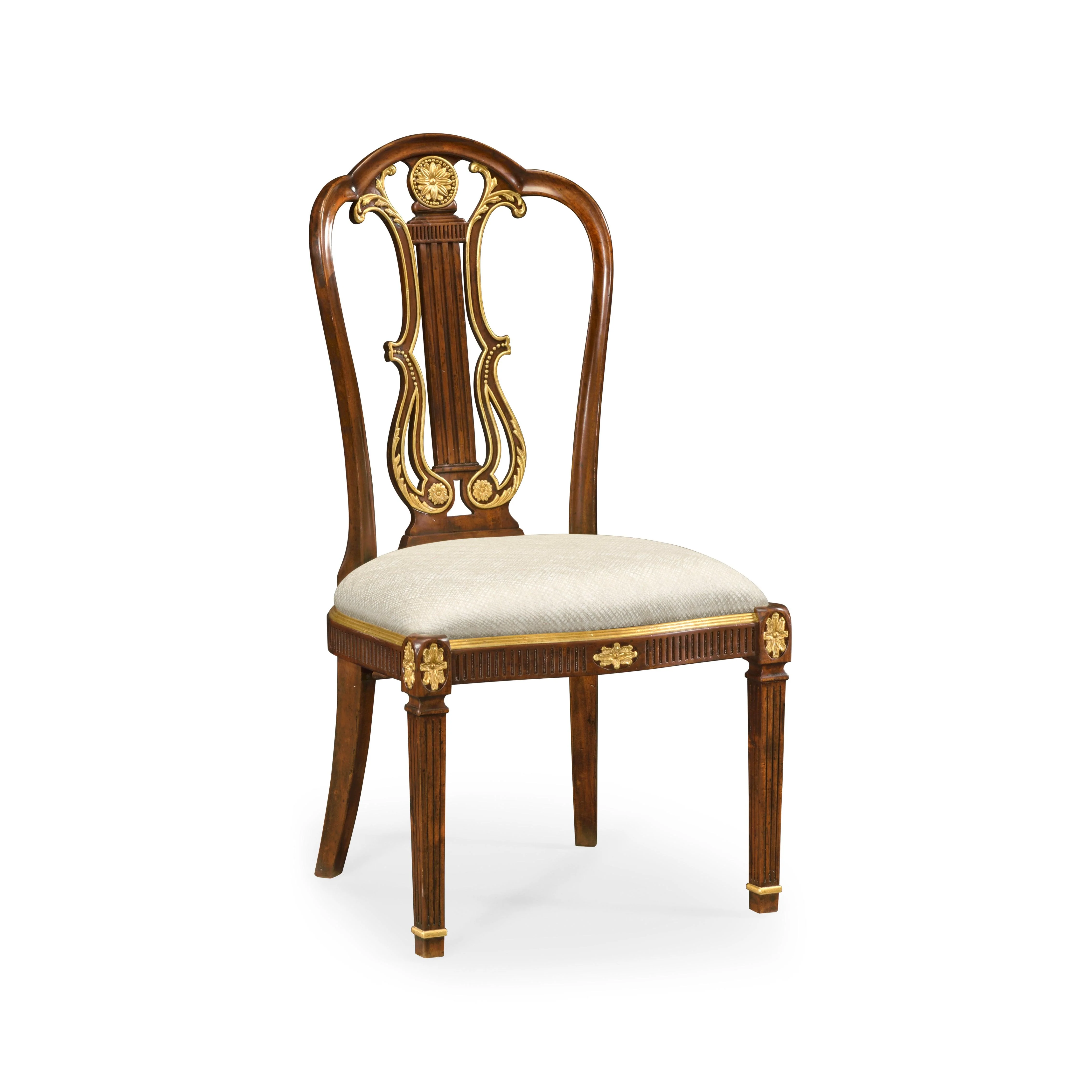 Buckingham Neo-classical Gilded Lyre Back Dining Chair - Remutear