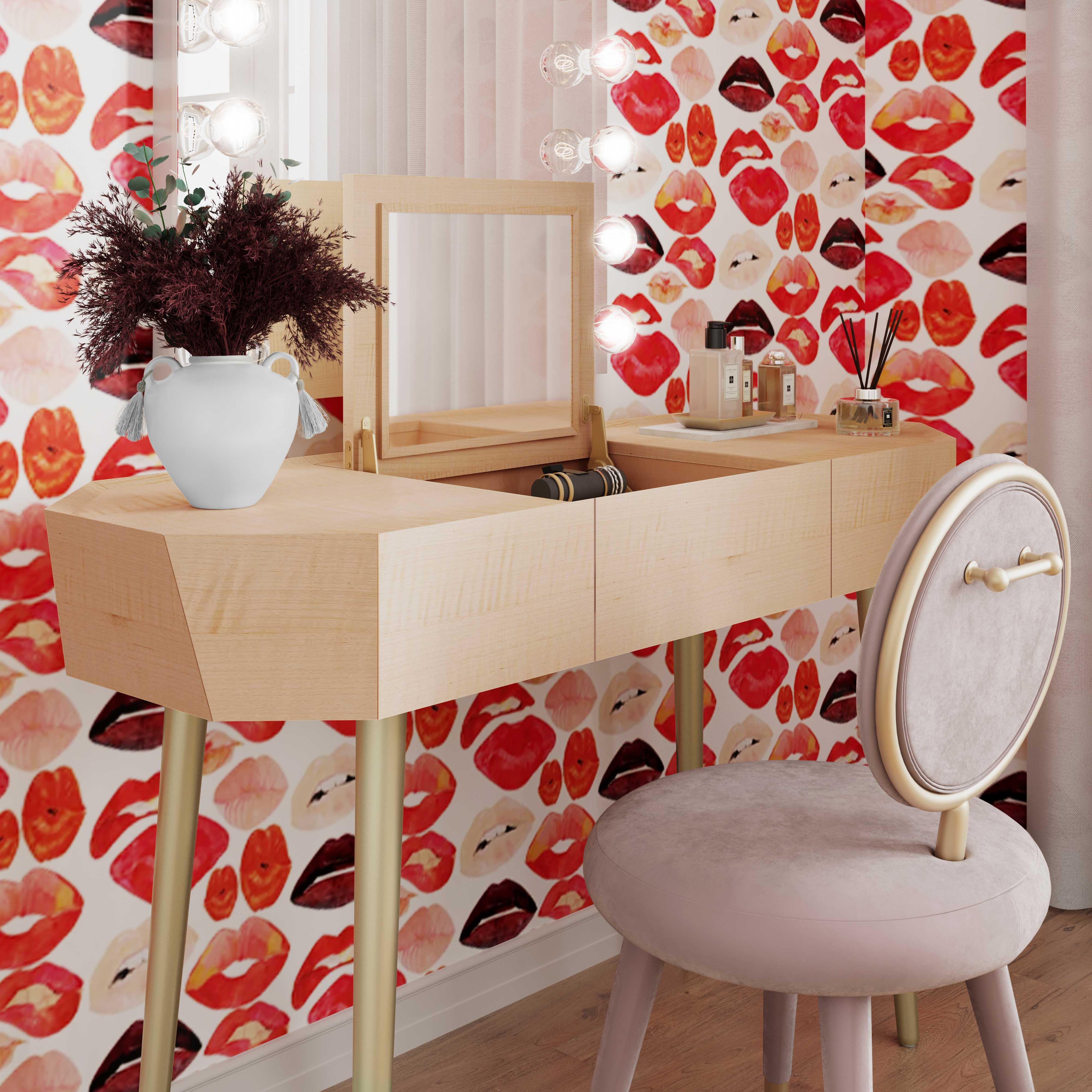 Sadie Natural Maple Vanity Desk - Remutear