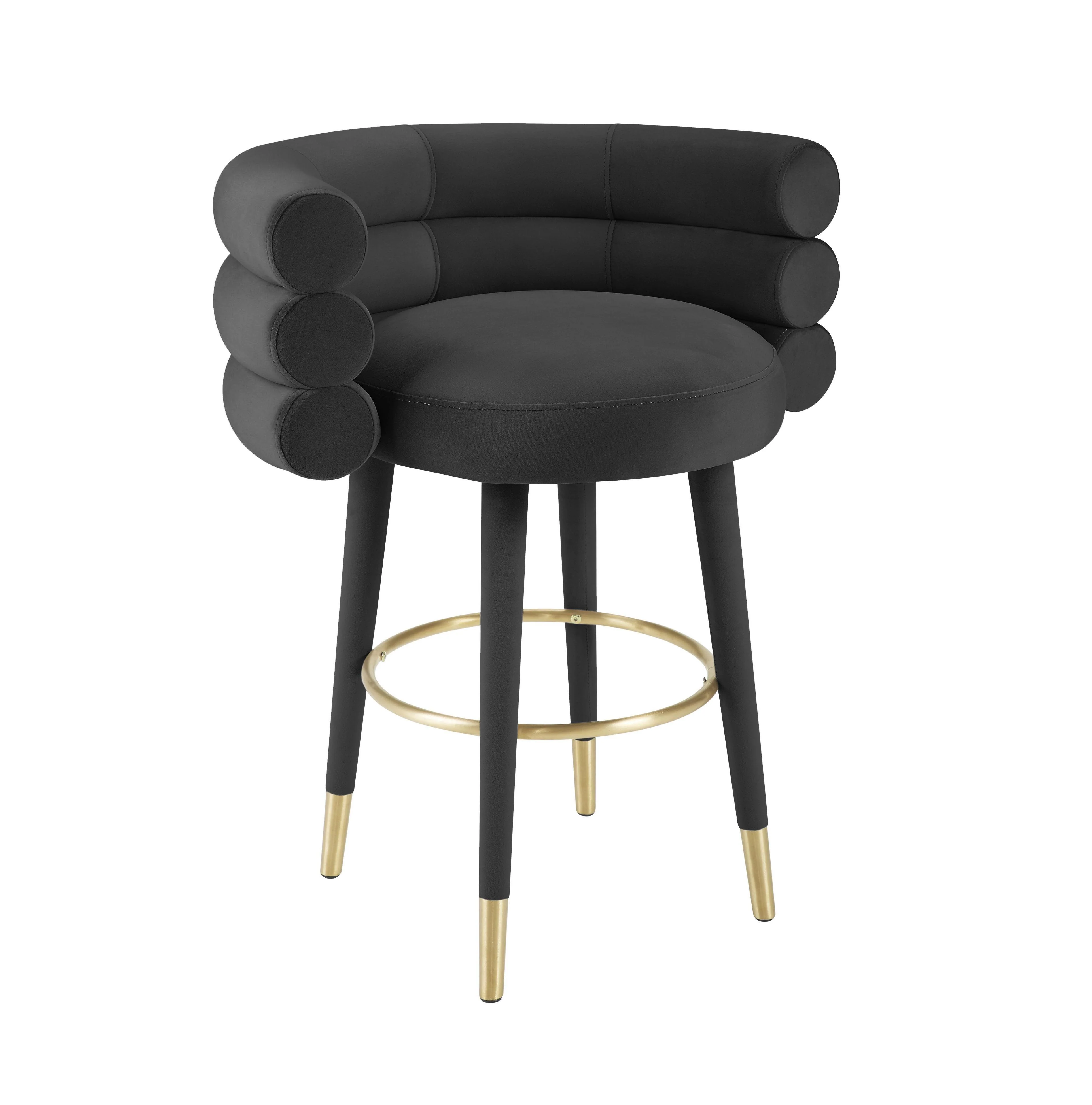 Betty Black Velvet Counter Stool - Remutear