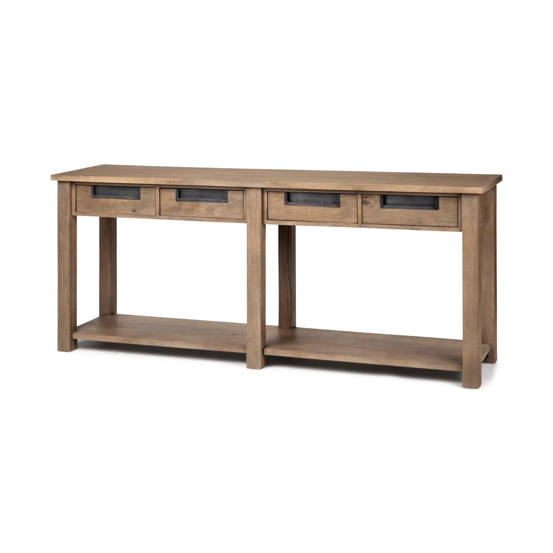 Harrelson III 72L x 18W Brown Wood 4 Drawer Console Table - Remutear