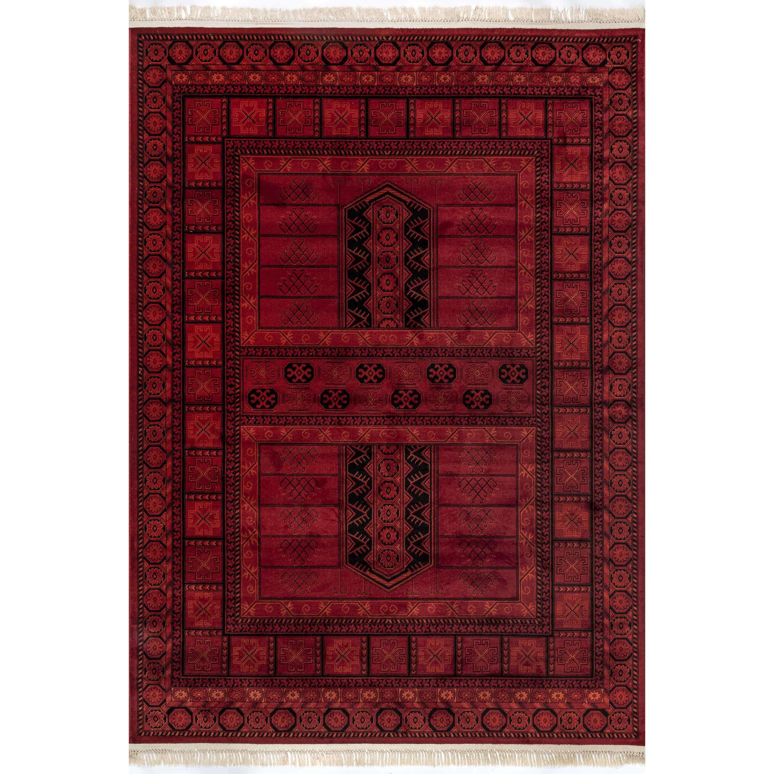 Billie Traditional Paneled Fringe Area Rug - Remutear