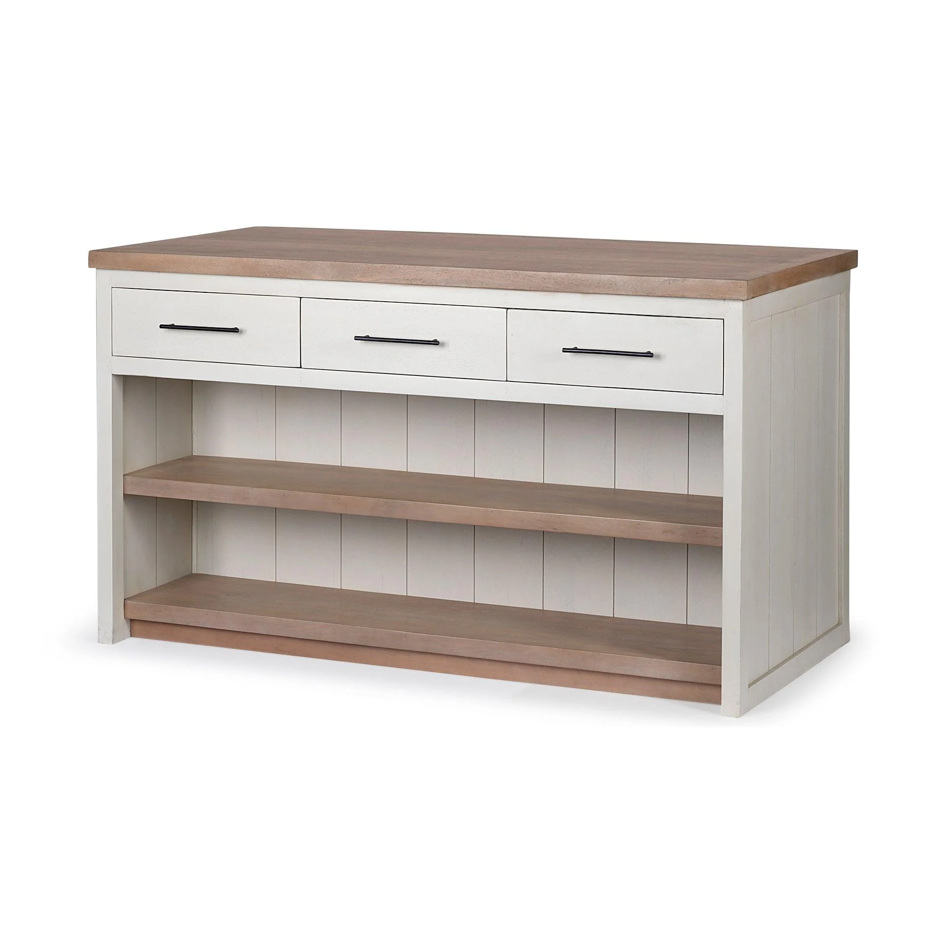 Fairview II White and Brown Two-Tone Stain Solid Wood Kitchen Island - Remutear