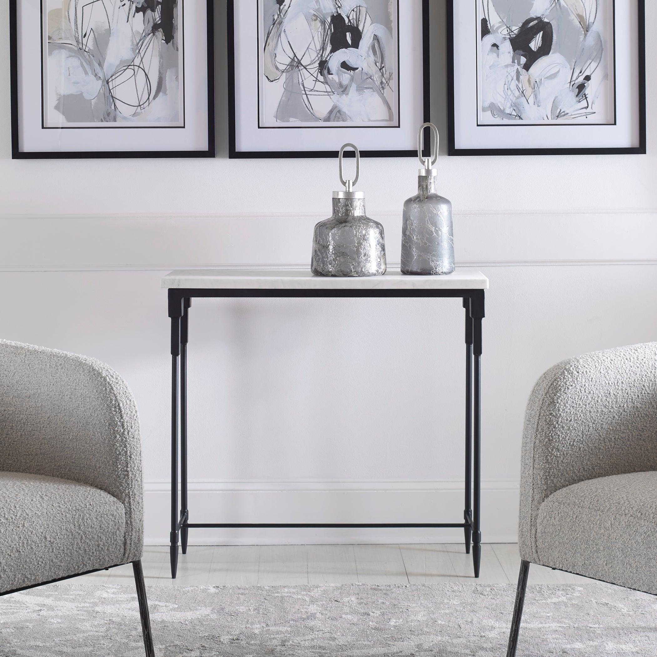 BOURGES WHITE MARBLE CONSOLE TABLE - Remutear