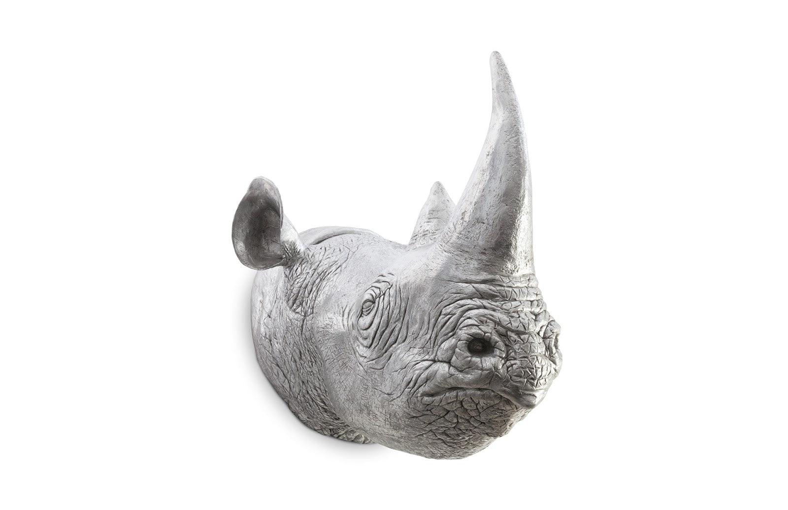 Rhino Wall Art, Resin, Silver Leaf - Remutear