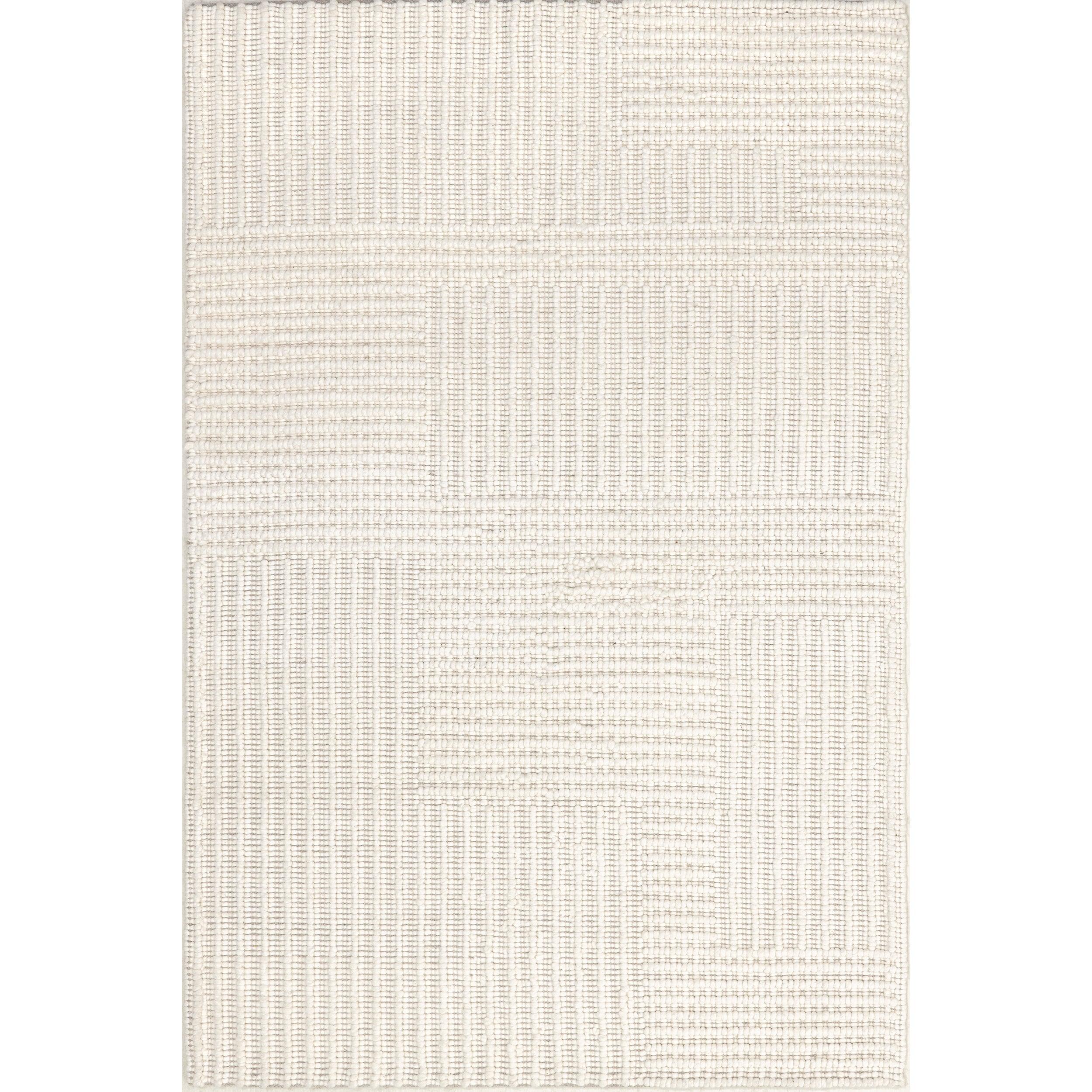 Dorene Contemporary High-Low Striped Wool Area Rug - Remutear
