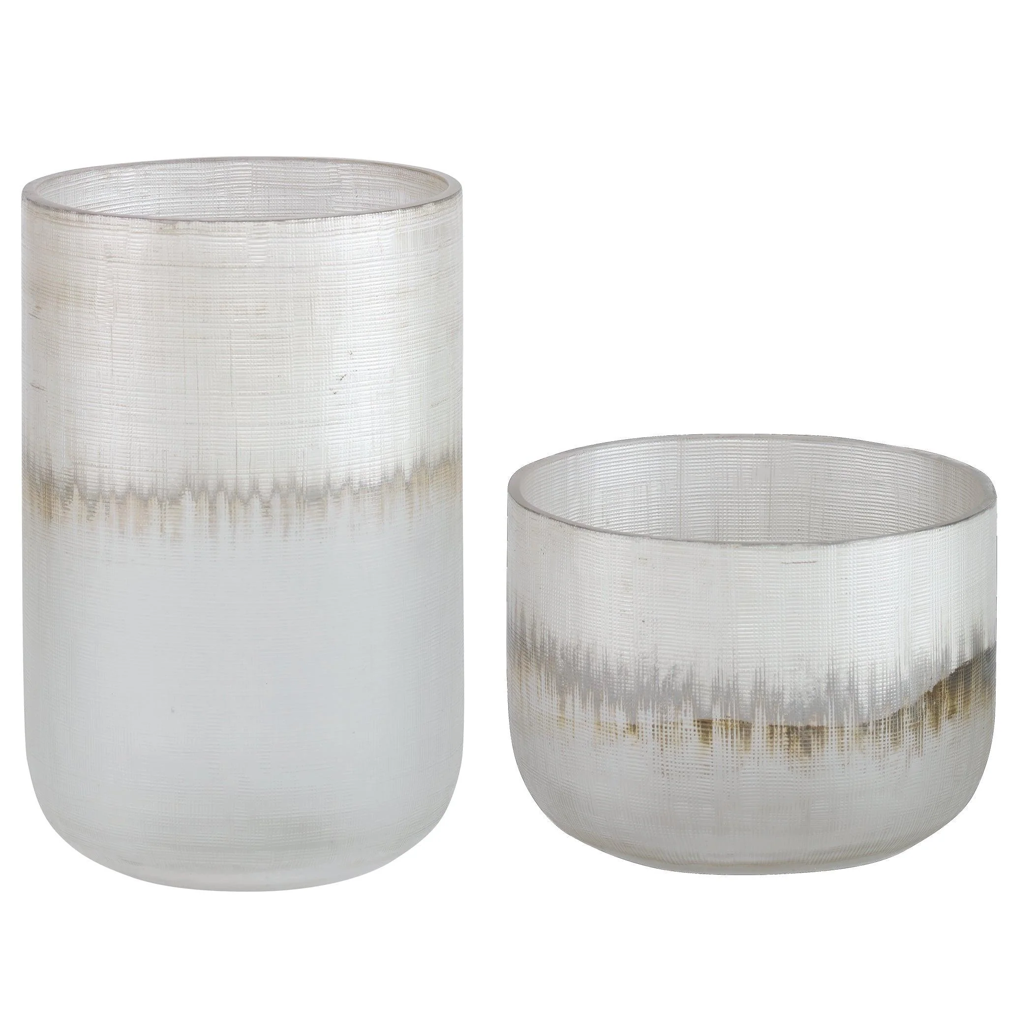 Frost Silver Drip Glass Vases, Set/2 - Remutear