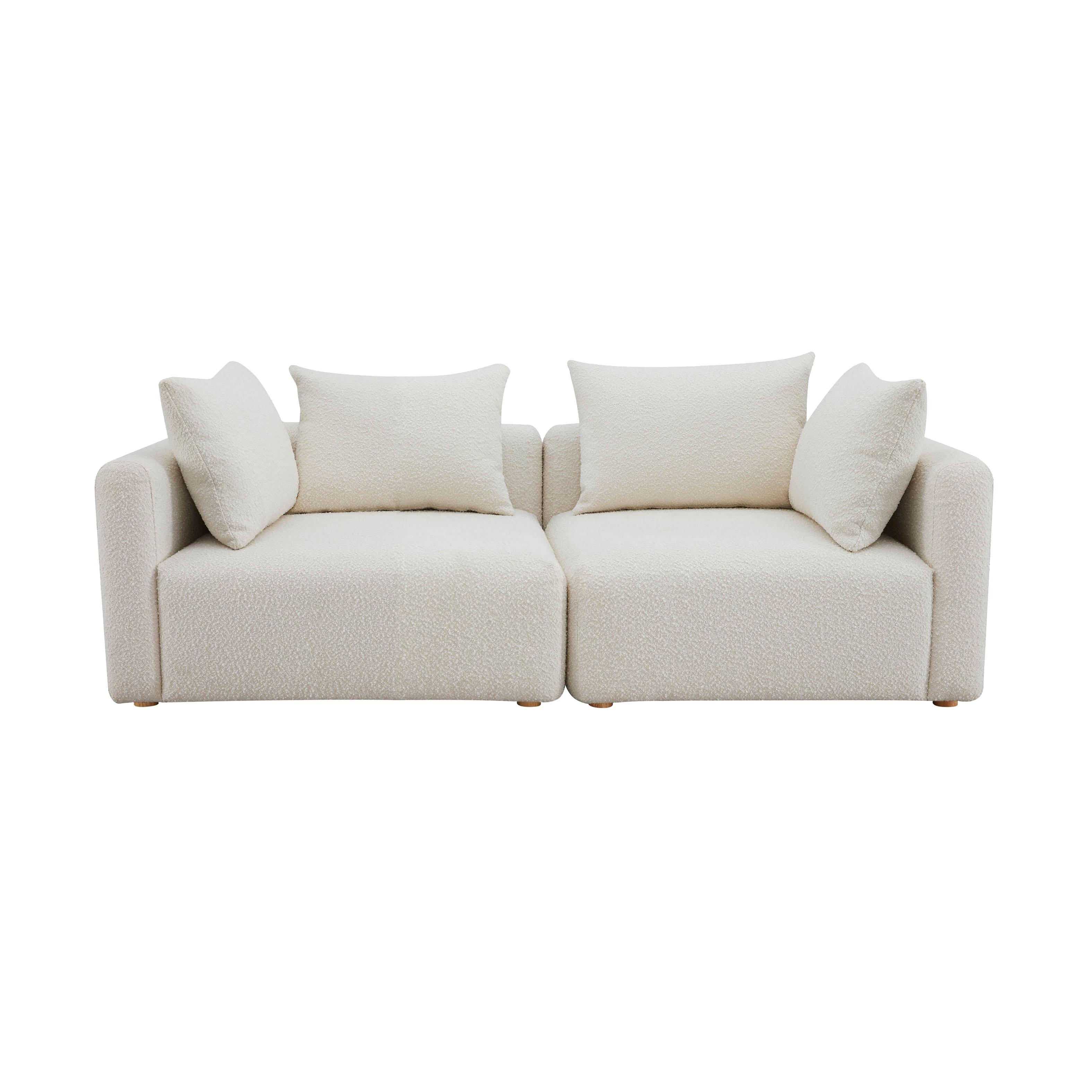 Hangover Cream Boucle Loveseat - Remutear