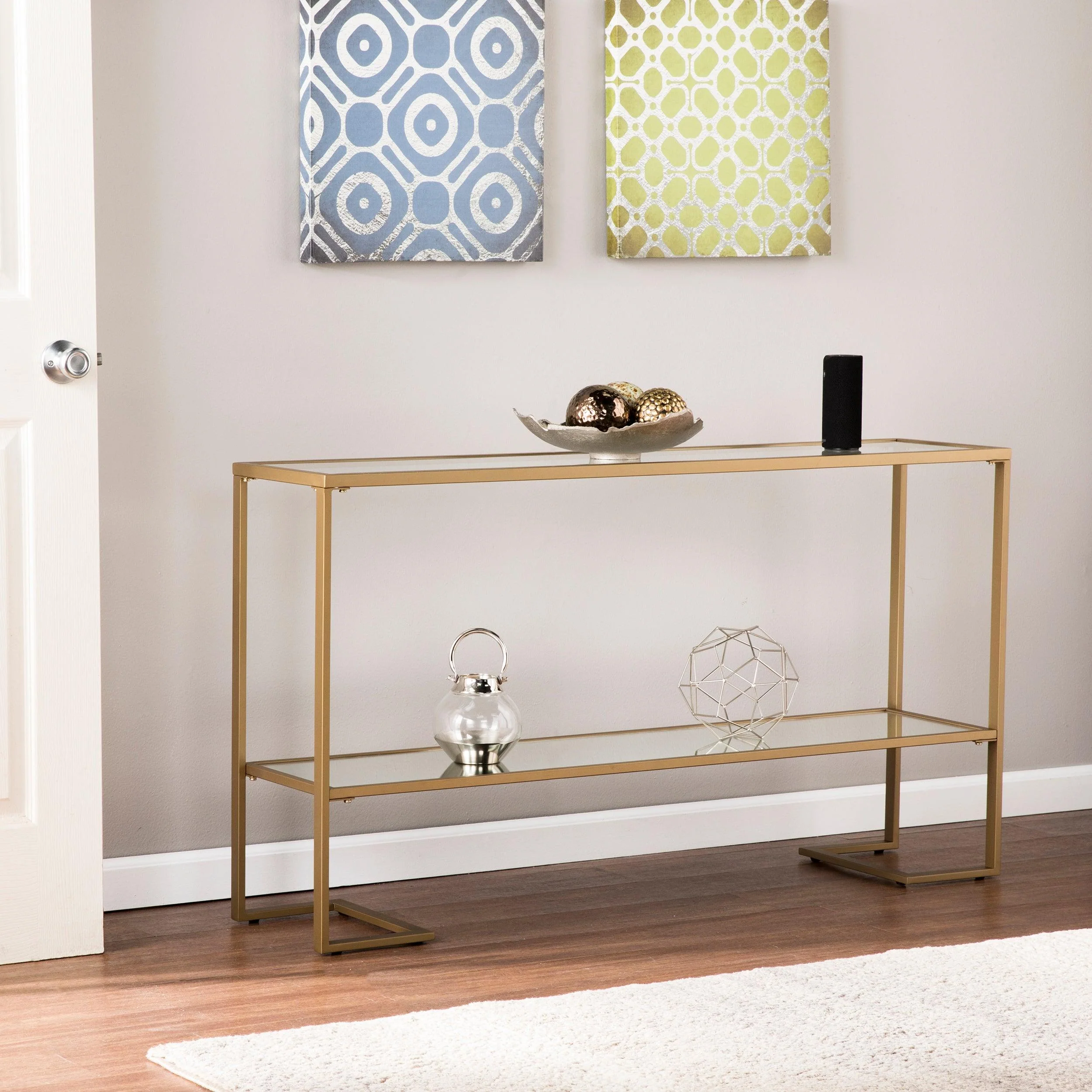 Horten Glam Narrow Console - Gold w/ Mirror - Remutear